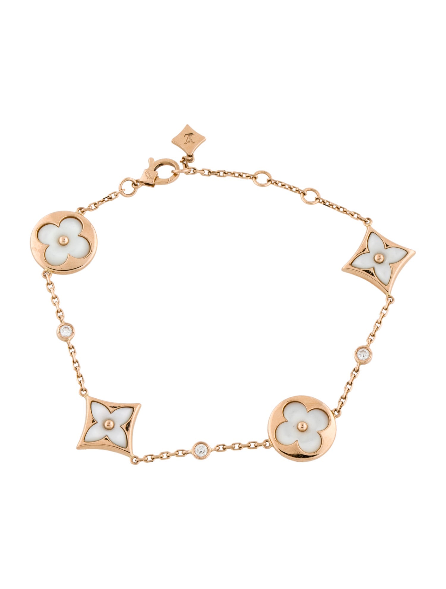 Louis Vuitton 18K Mother of Pearl & Diamond Color Blossom BB Multi-Motifs Bracelet