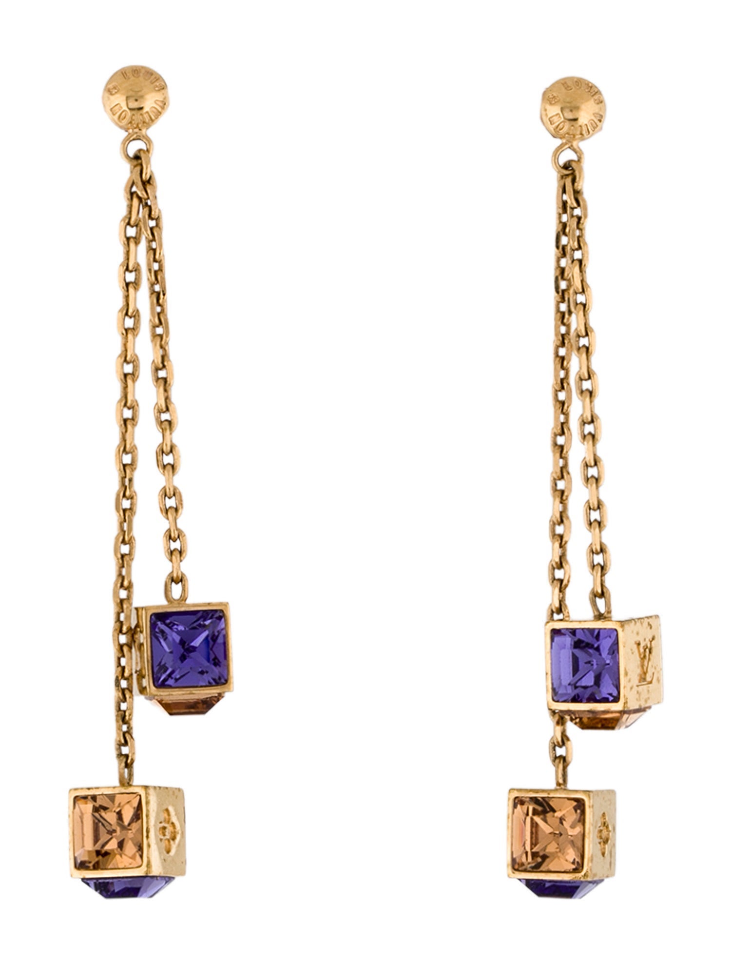 Louis Vuitton Crystal Gamble Drop Earrings