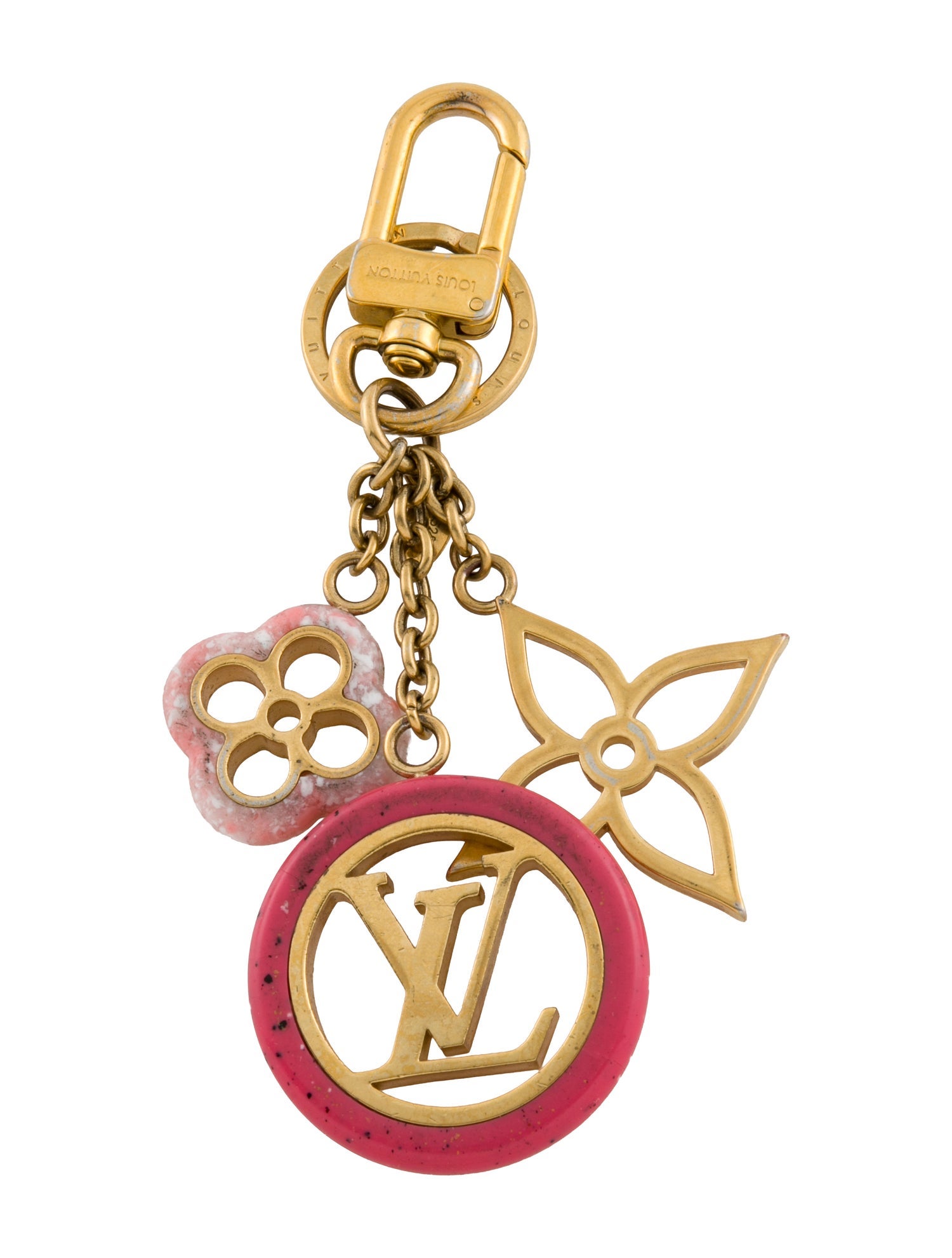 Louis Vuitton womens' gold multicolored keychain