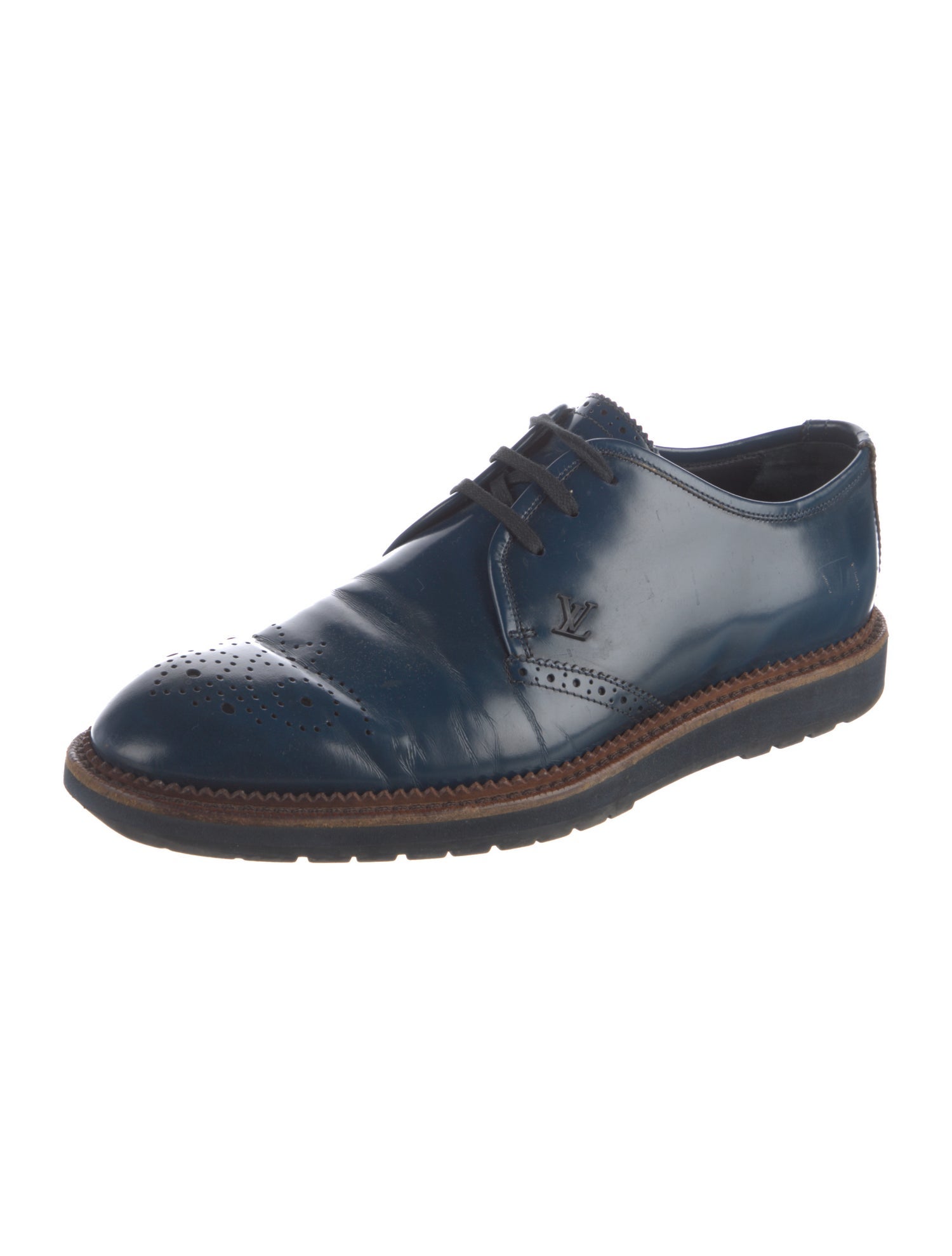 Louis Vuitton Leather Lasercut Accents Derby Shoes