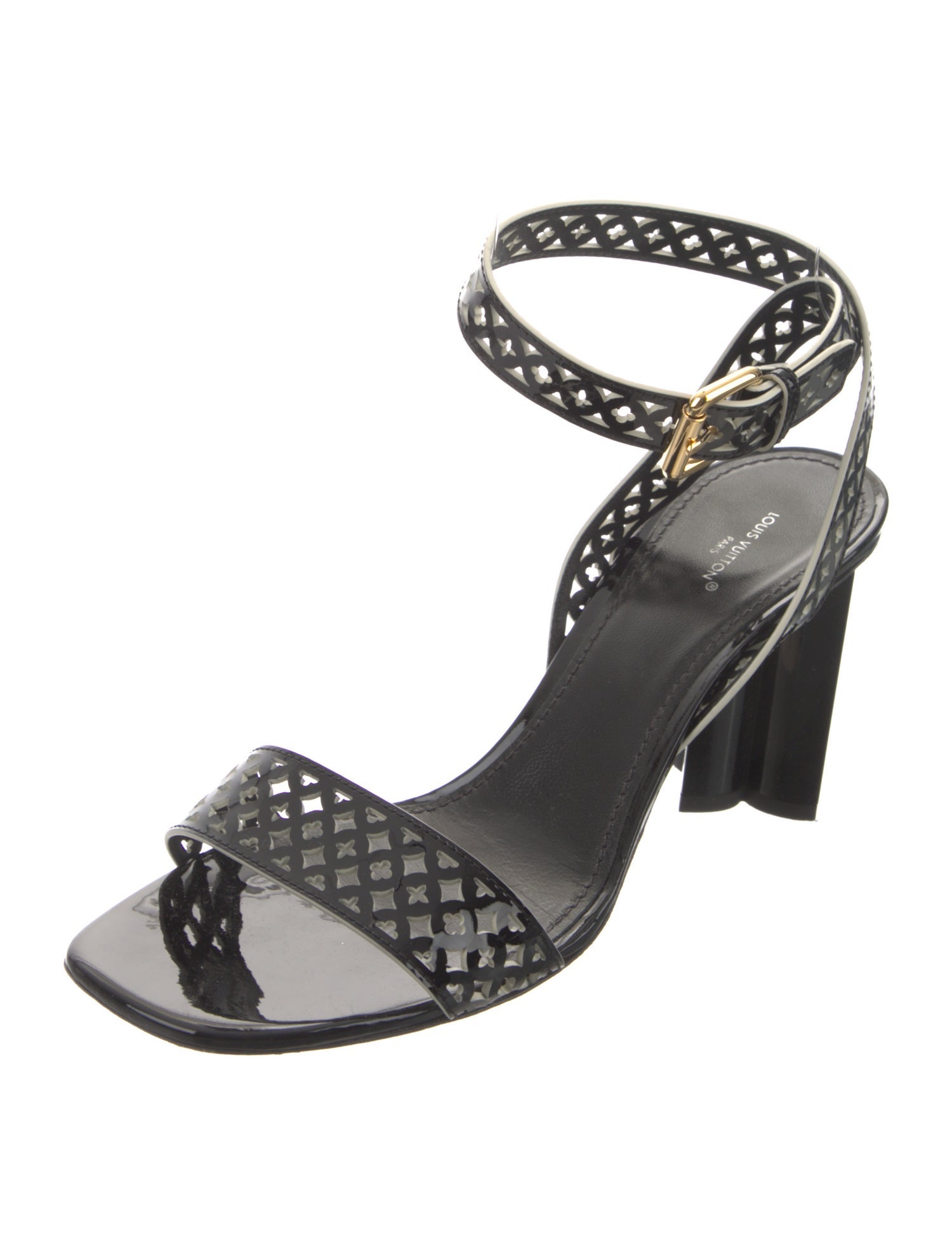 Louis Vuitton Patent Leather Lasercut Accents D'Orsay Pumps