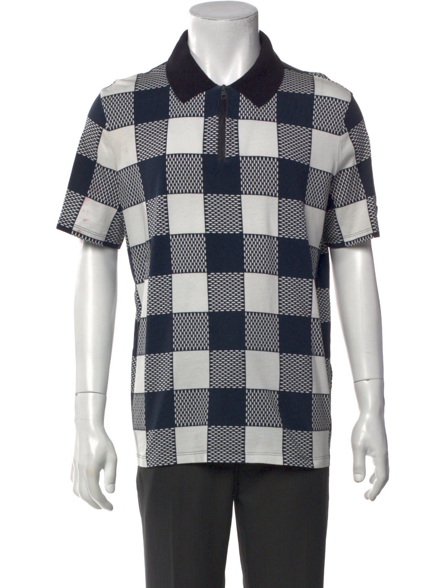 Louis Vuitton 2017 Damier Azur Pattern Polo Shirt