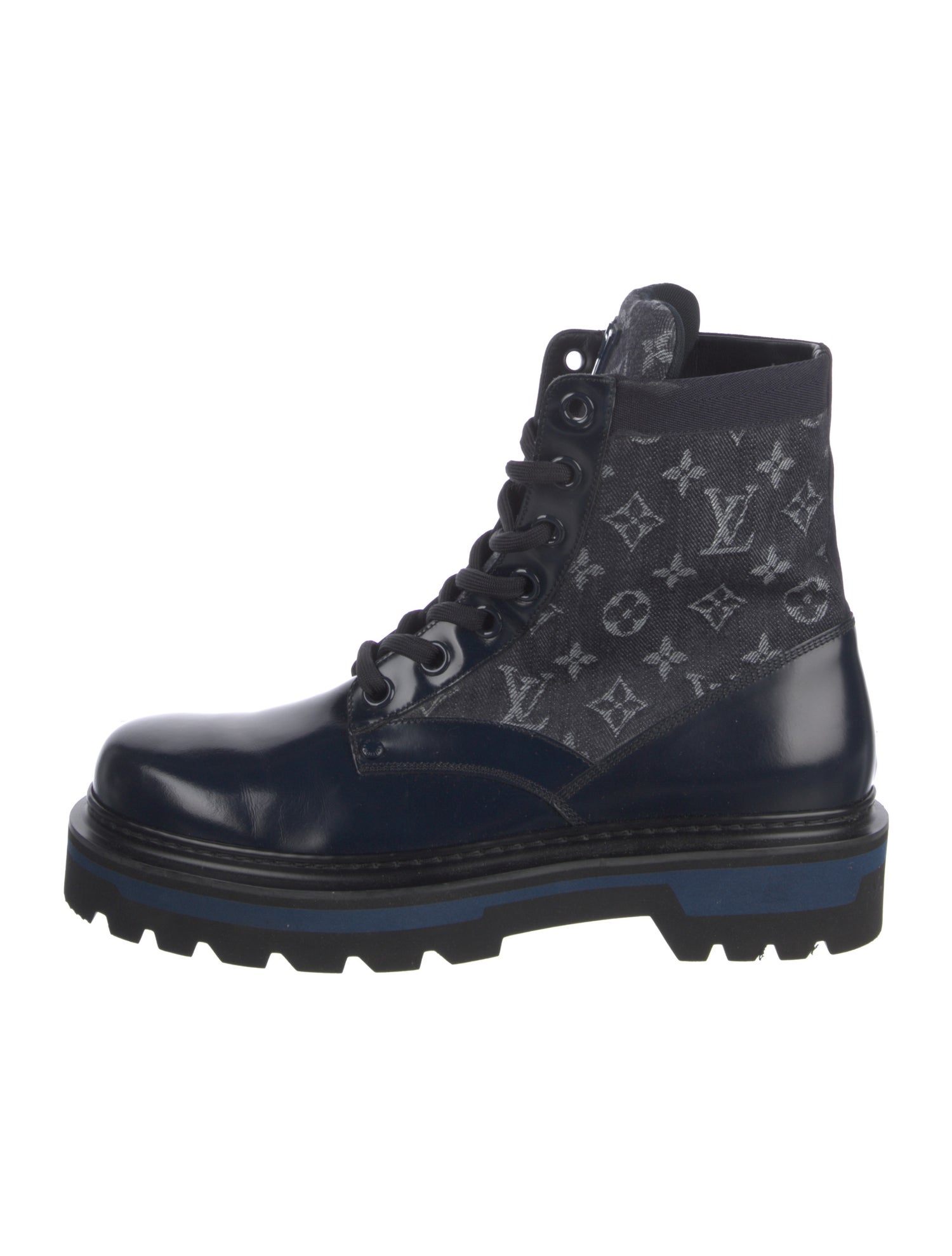Louis Vuitton Leather Printed Combat Boots