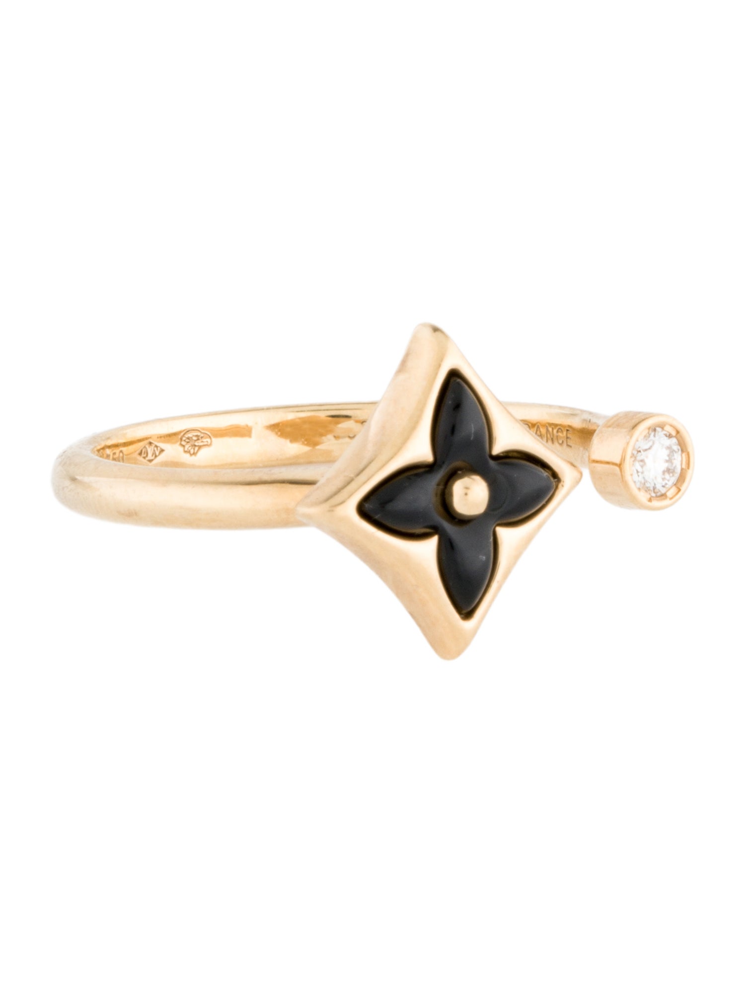 Louis Vuitton 18K Onyx & Diamond Color Blossom Mini Star Ring