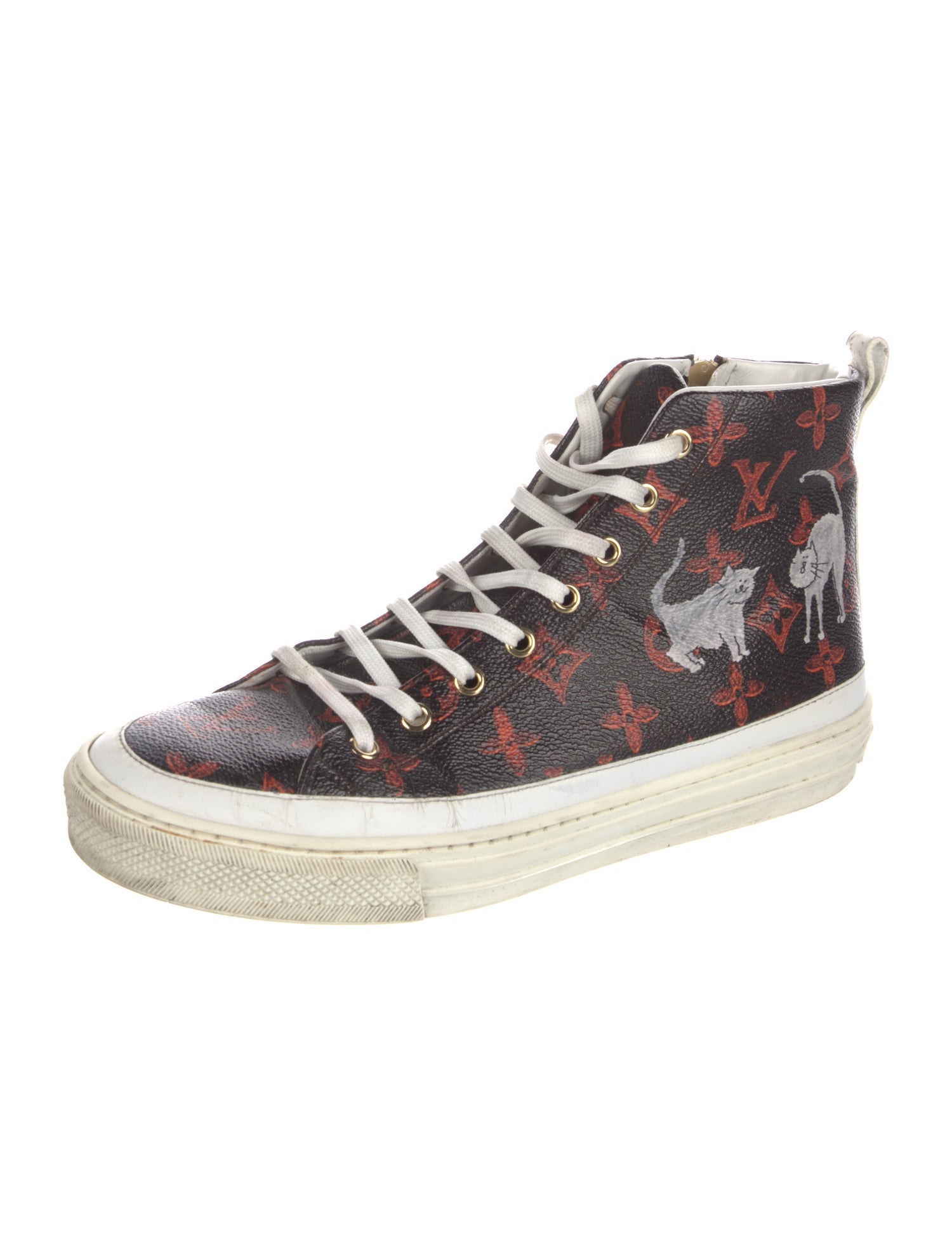Louis Vuitton LV Monogram Leather Trim Embellishment Sneakers