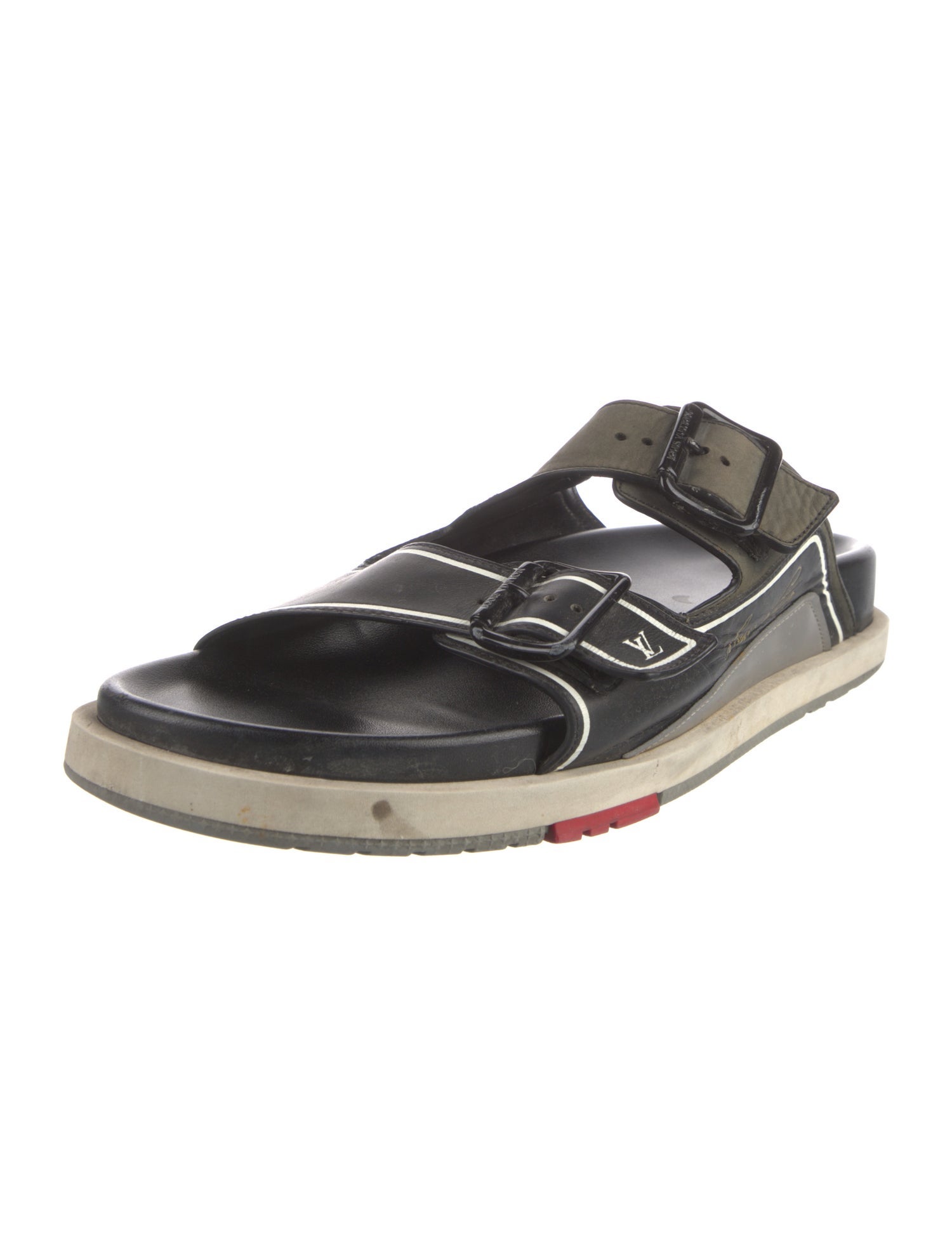 Louis Vuitton Leather Striped Slides