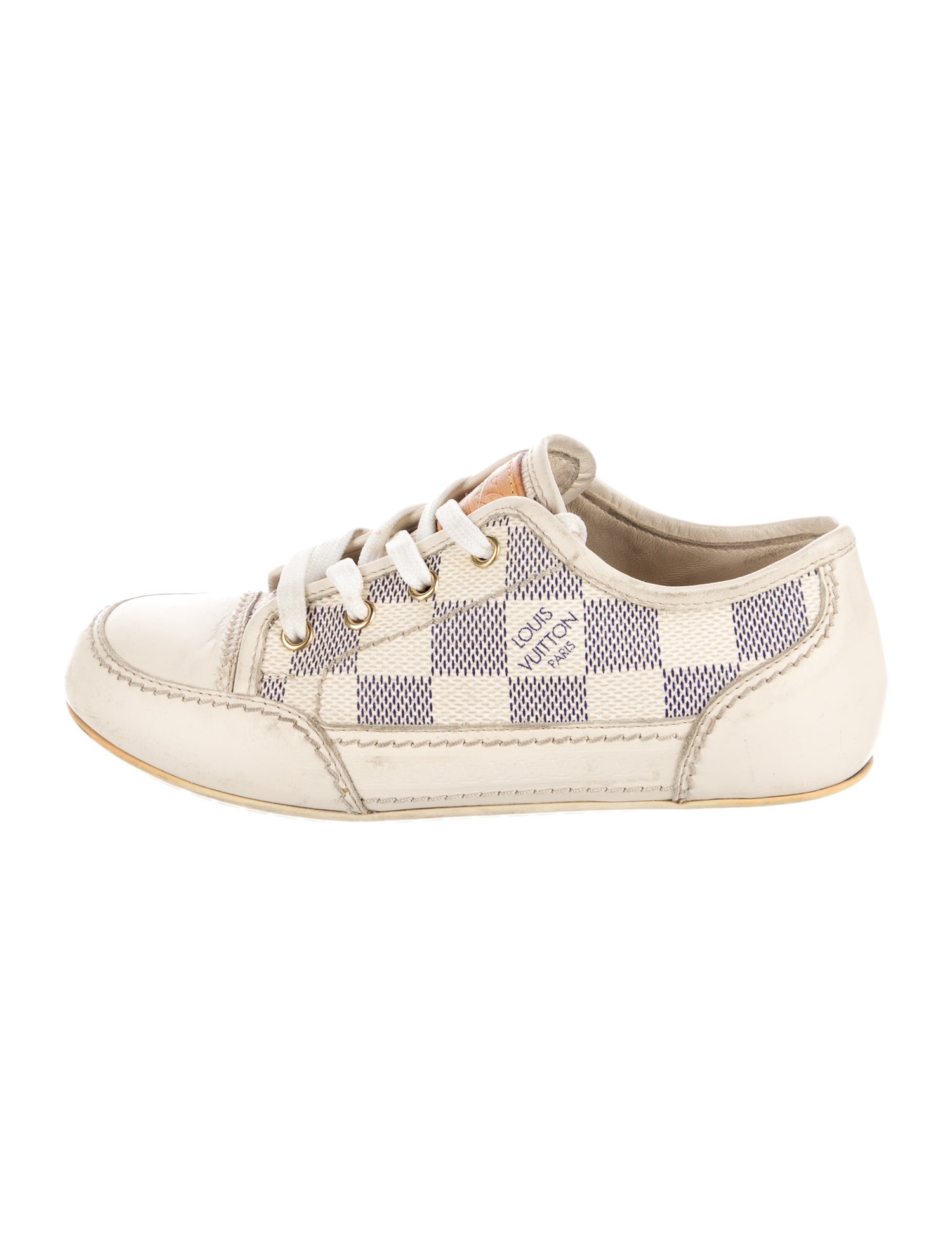 Louis Vuitton Kid Boy's Coated Canvas Pattern Leather Trim Low Top Sneakers