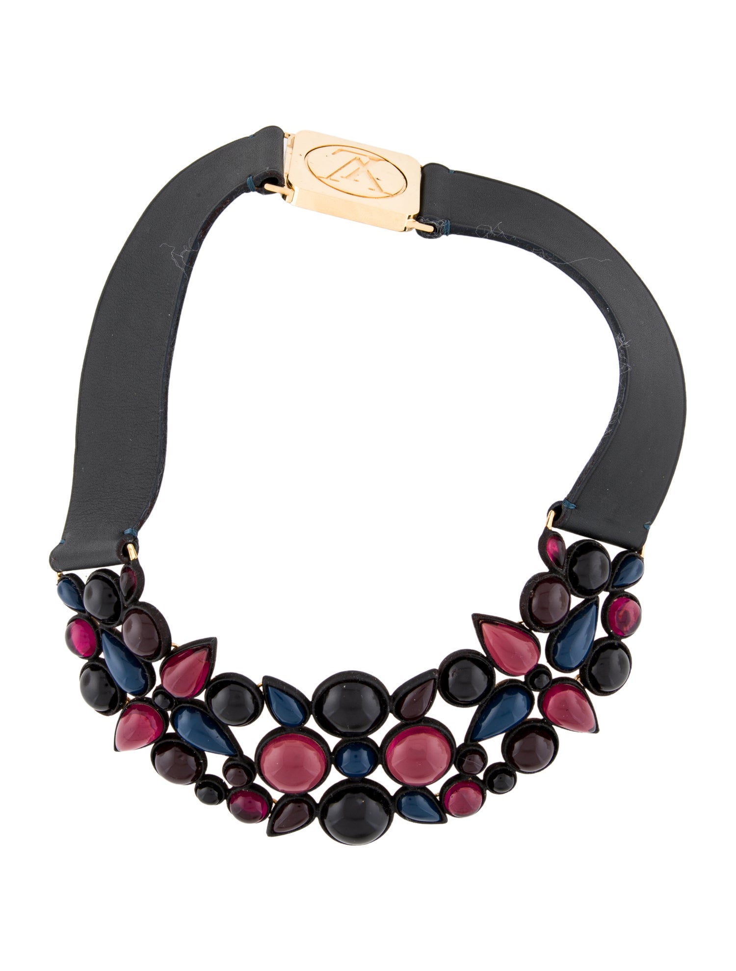 Louis Vuitton Leather & Resin Statement Collar Necklace