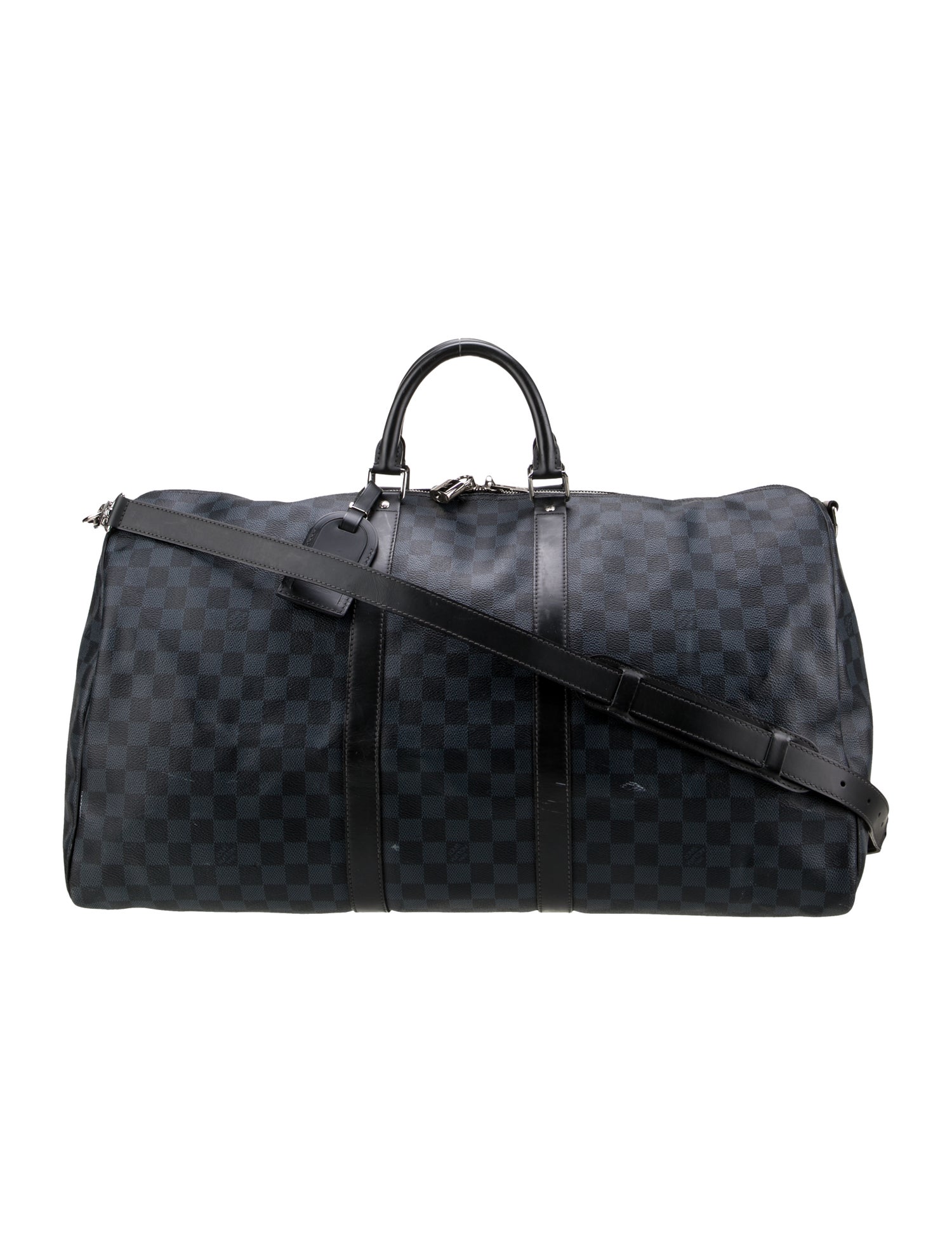 Louis Vuitton Blue Pattern Printed Louis Vuitton Damier Cobalt Keepall Bandouliere 55