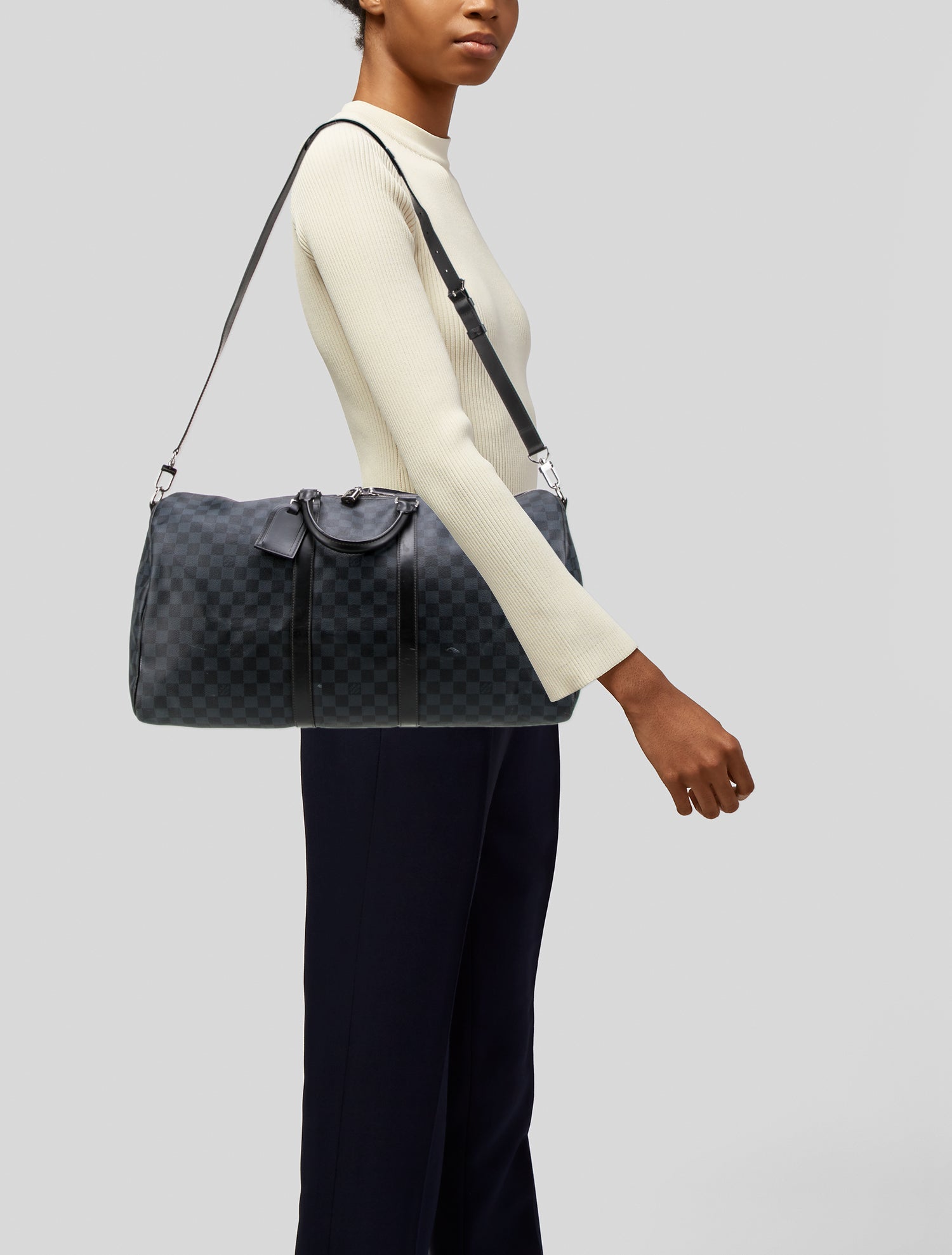 Louis Vuitton Blue Pattern Printed Louis Vuitton Damier Cobalt Keepall Bandouliere 55