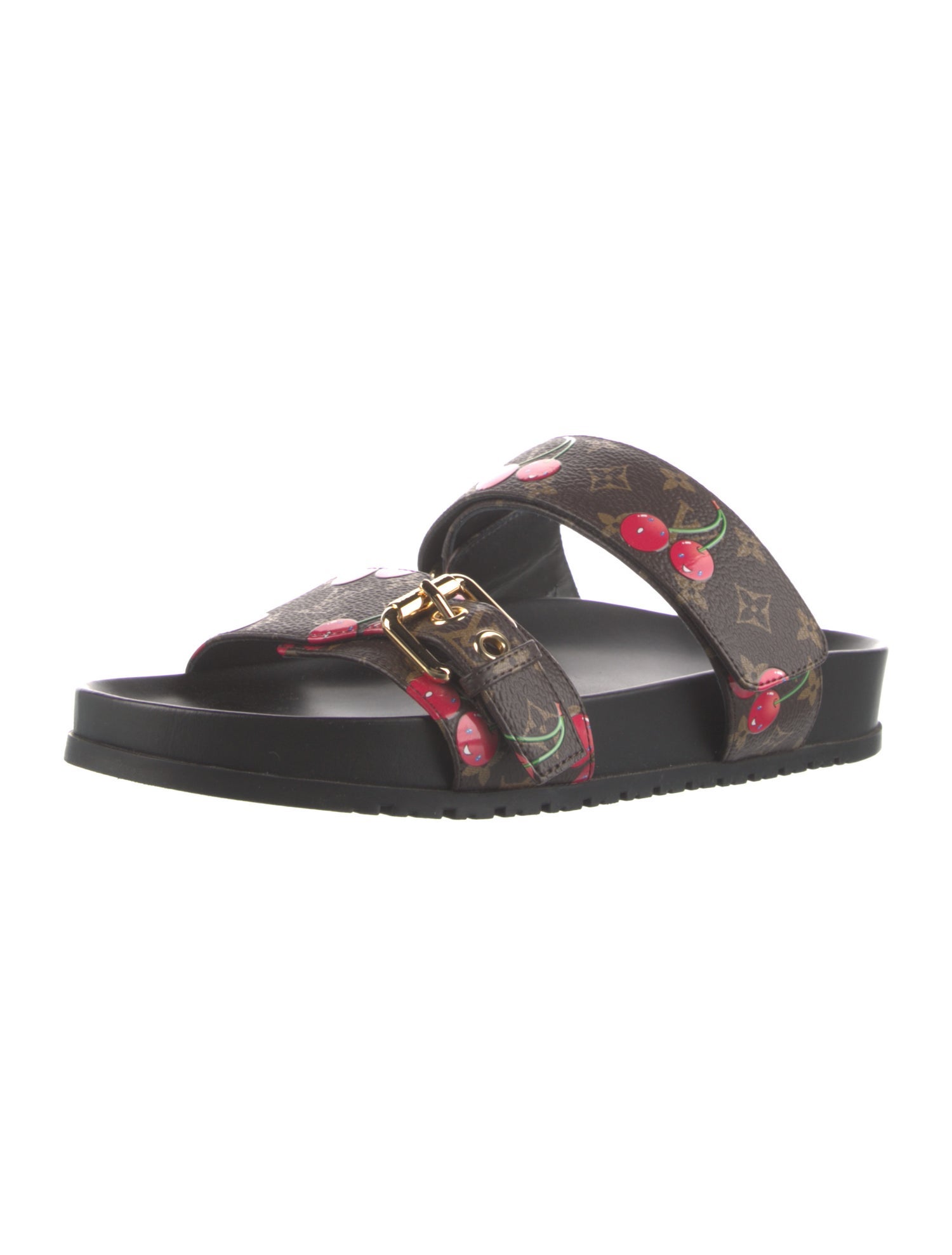 Louis Vuitton Murakami Cherry Bom Dia Printed Slides