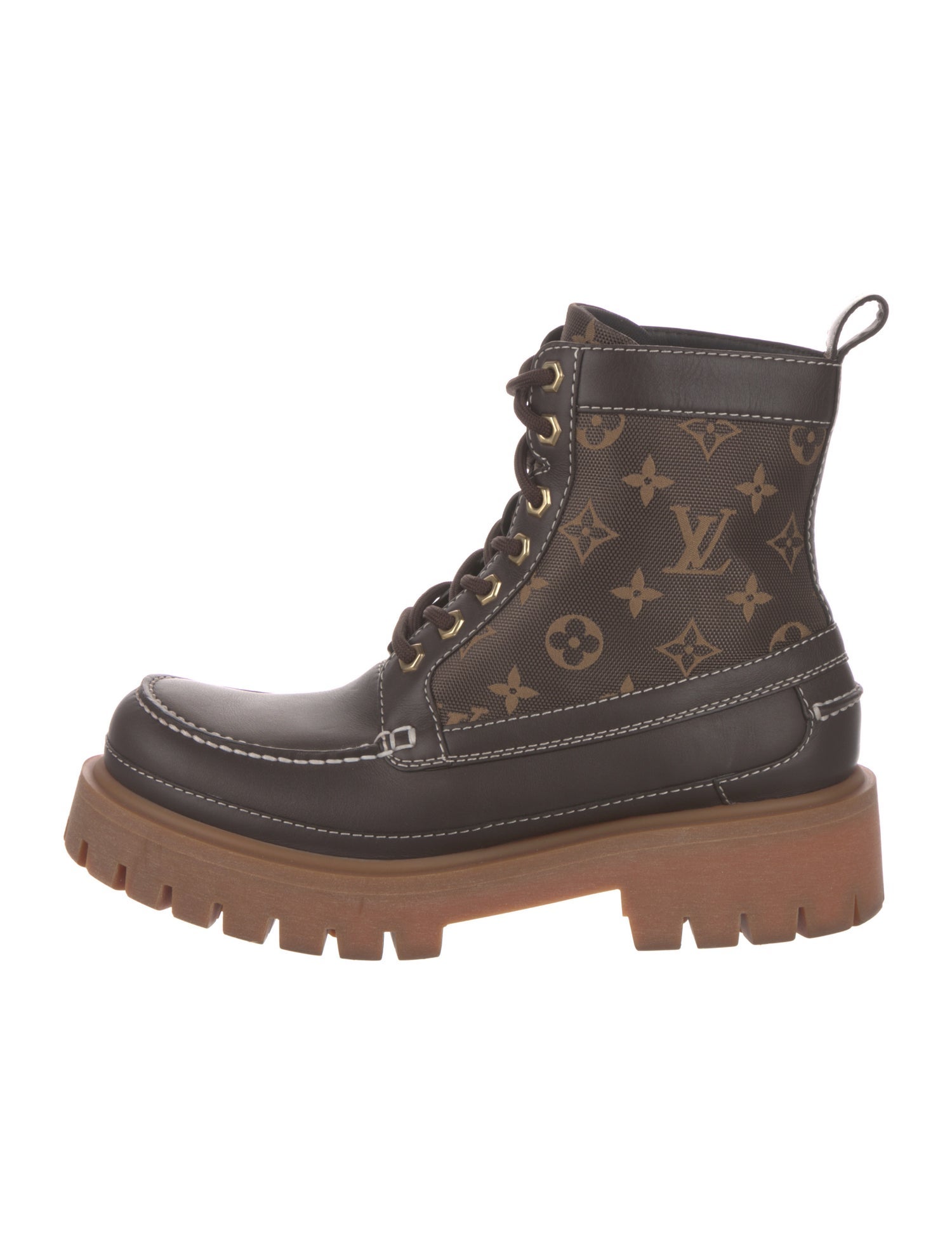Louis Vuitton LV Monogram Leather Combat Boots