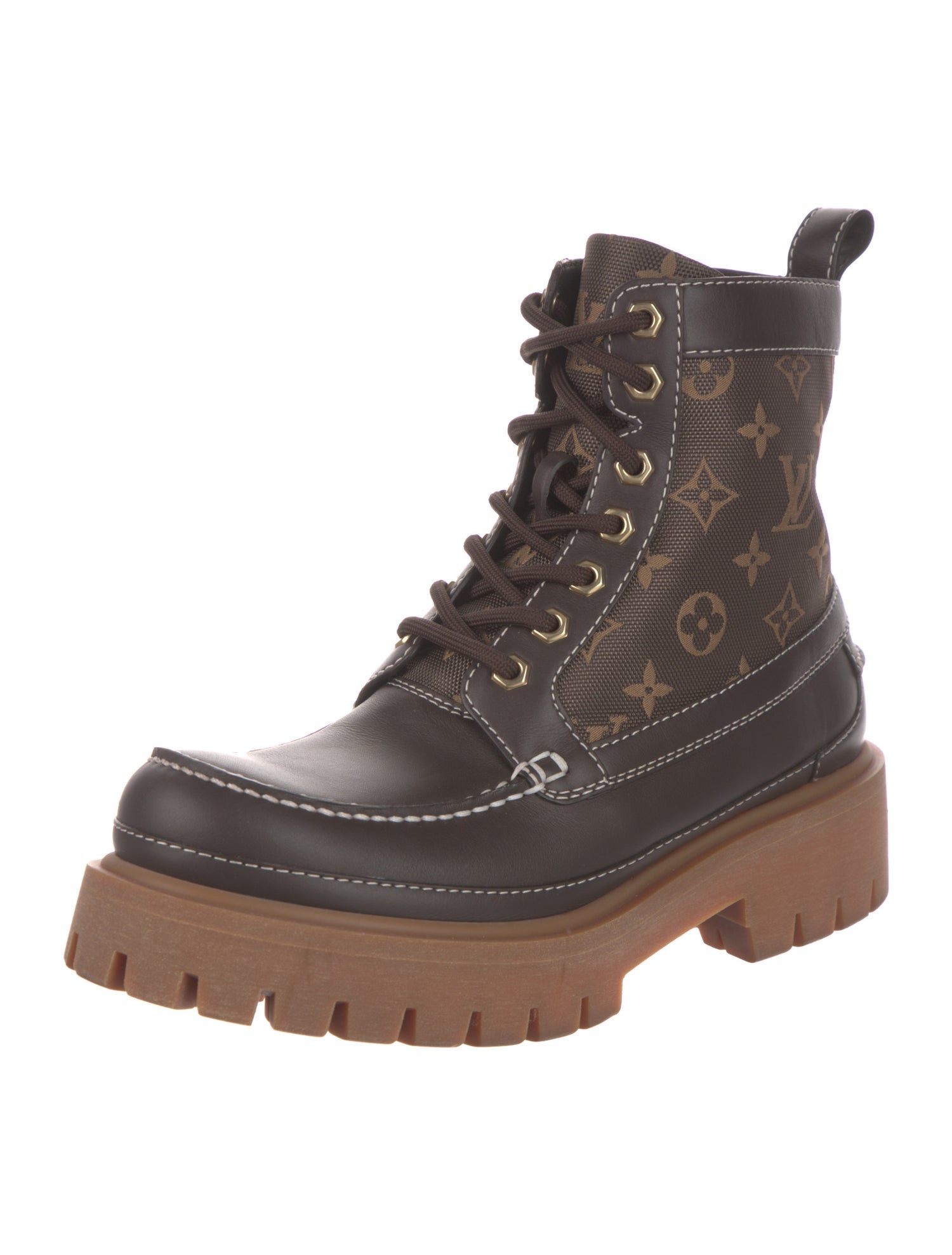 Louis Vuitton LV Monogram Leather Combat Boots