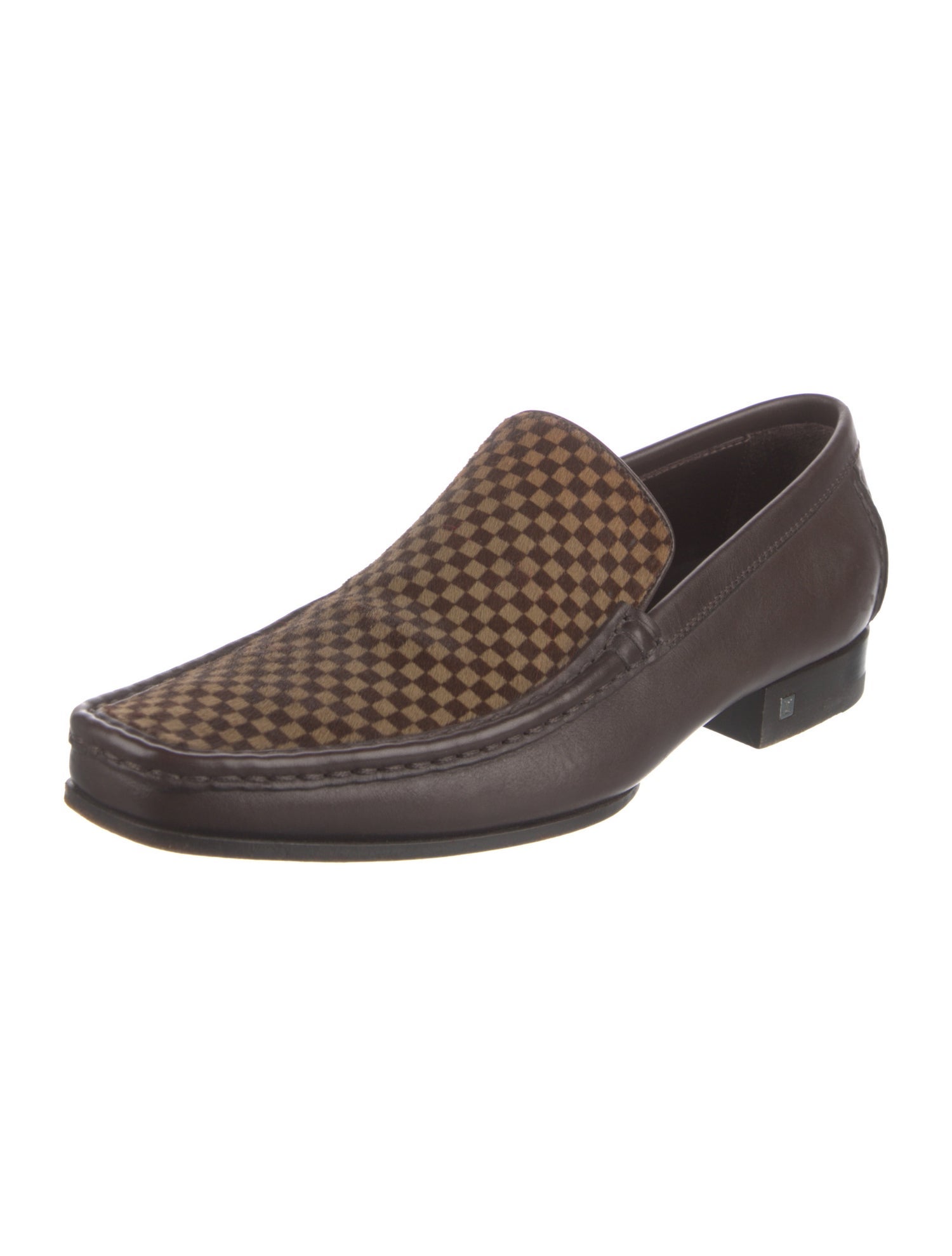 Louis Vuitton Damier Ebene Pattern Leather Loafers