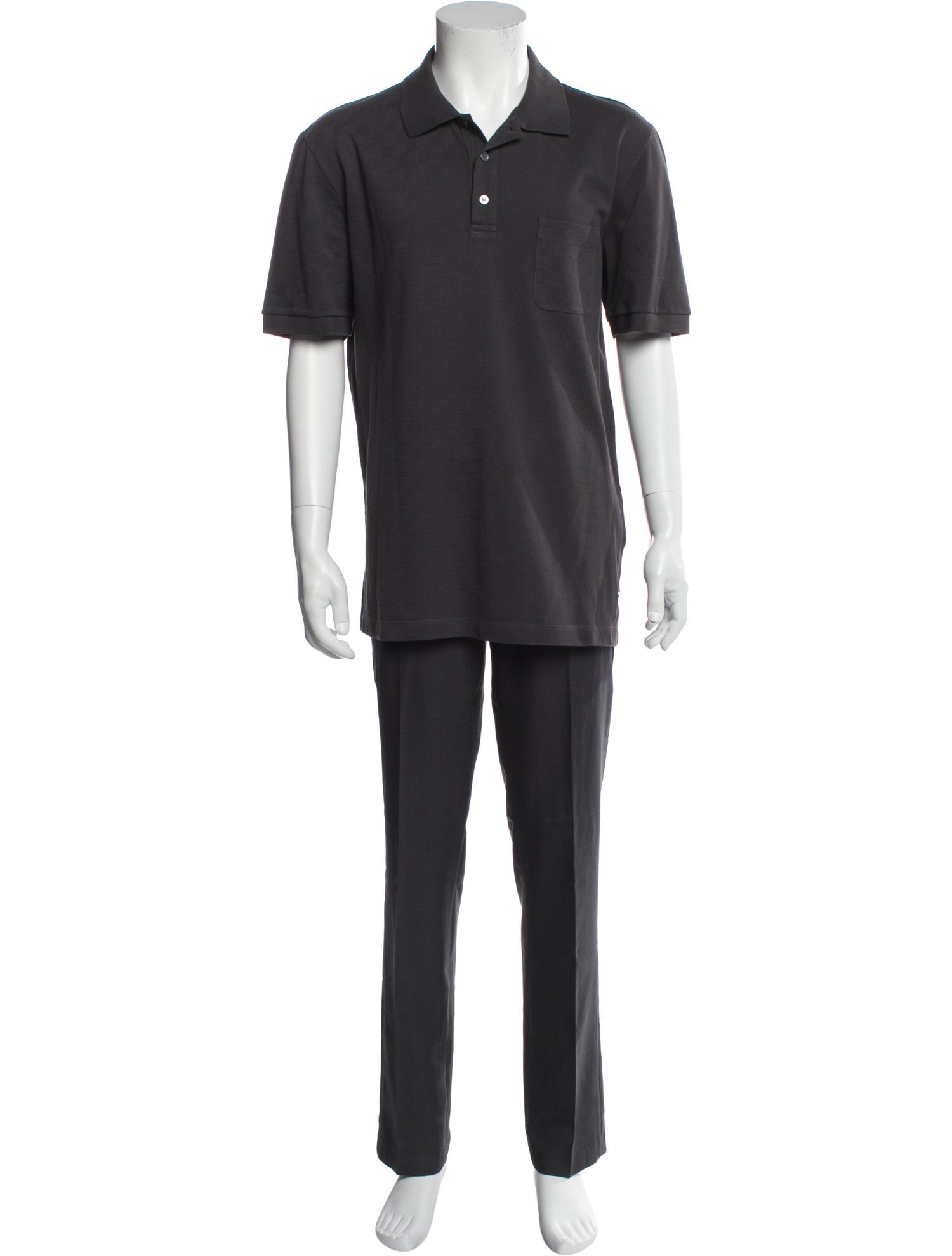 Louis Vuitton 2021 Damier Graphite Pattern Polo Shirt