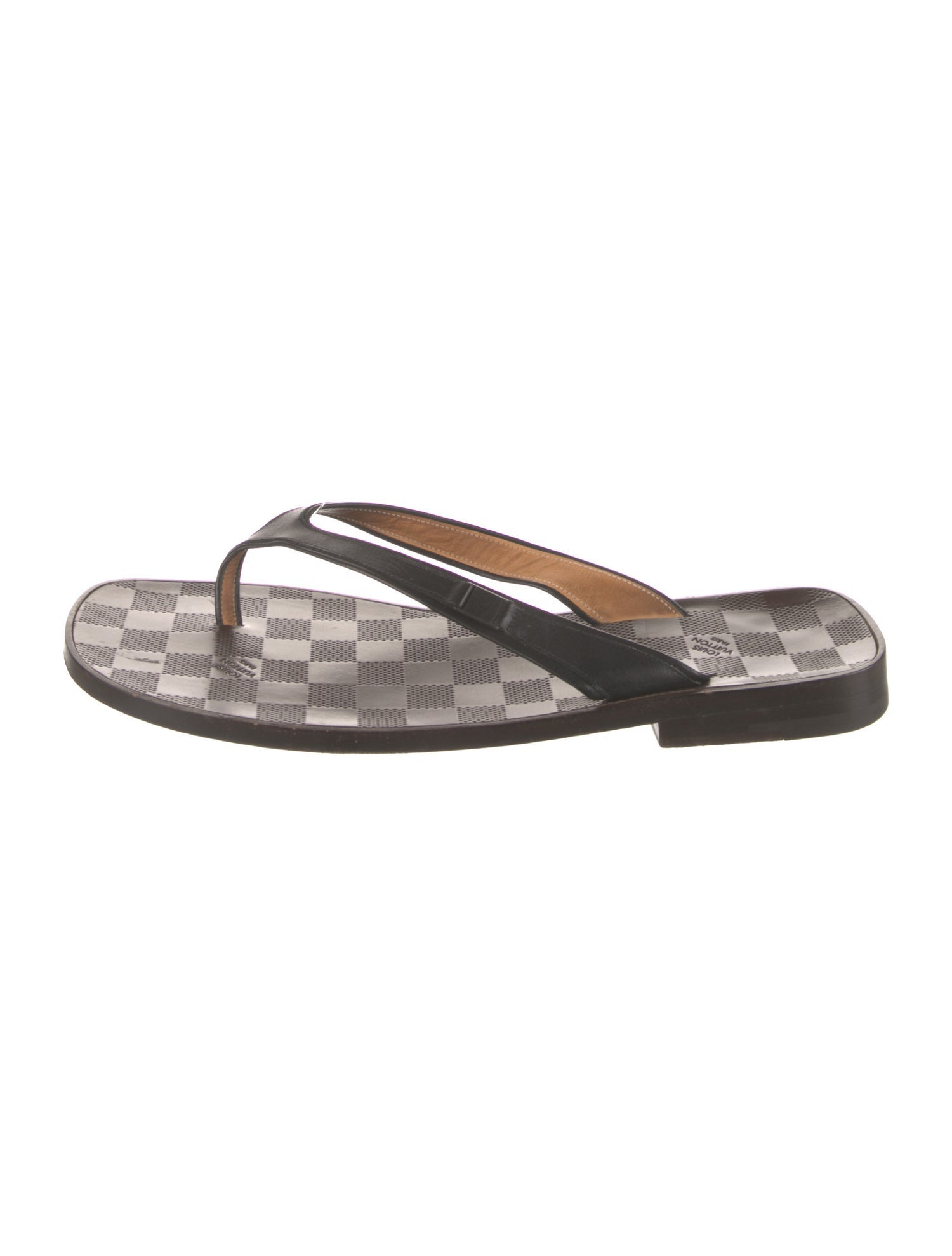 Louis Vuitton Damier Vernis Leather Flip Flops