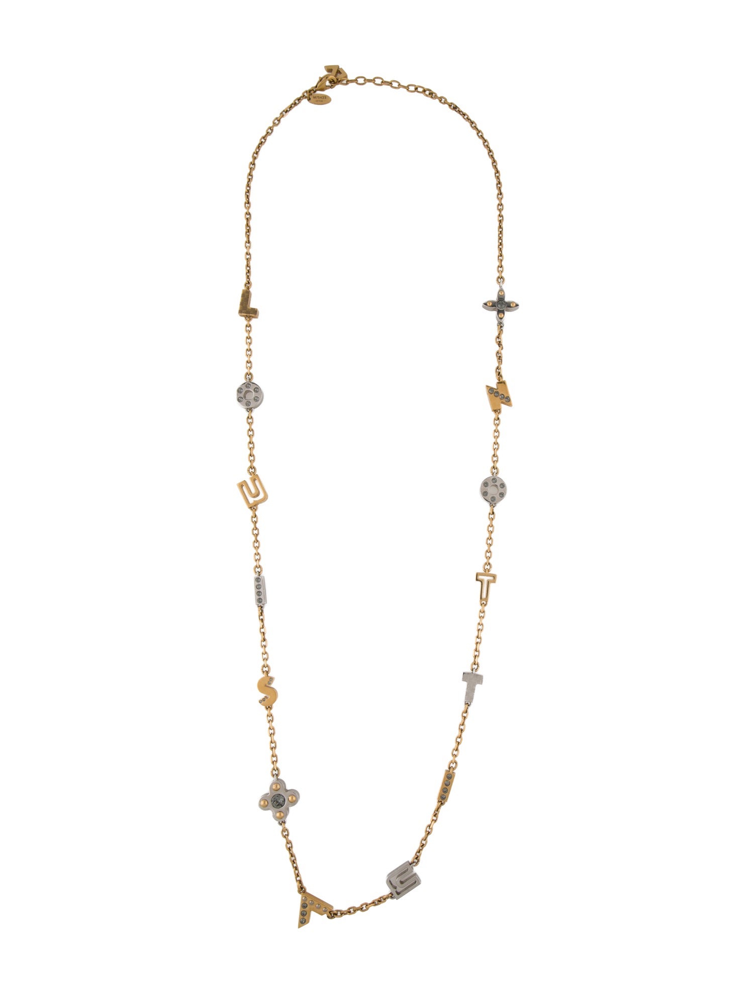 Louis Vuitton Two-Tone Crystal Love Letters Station Necklace