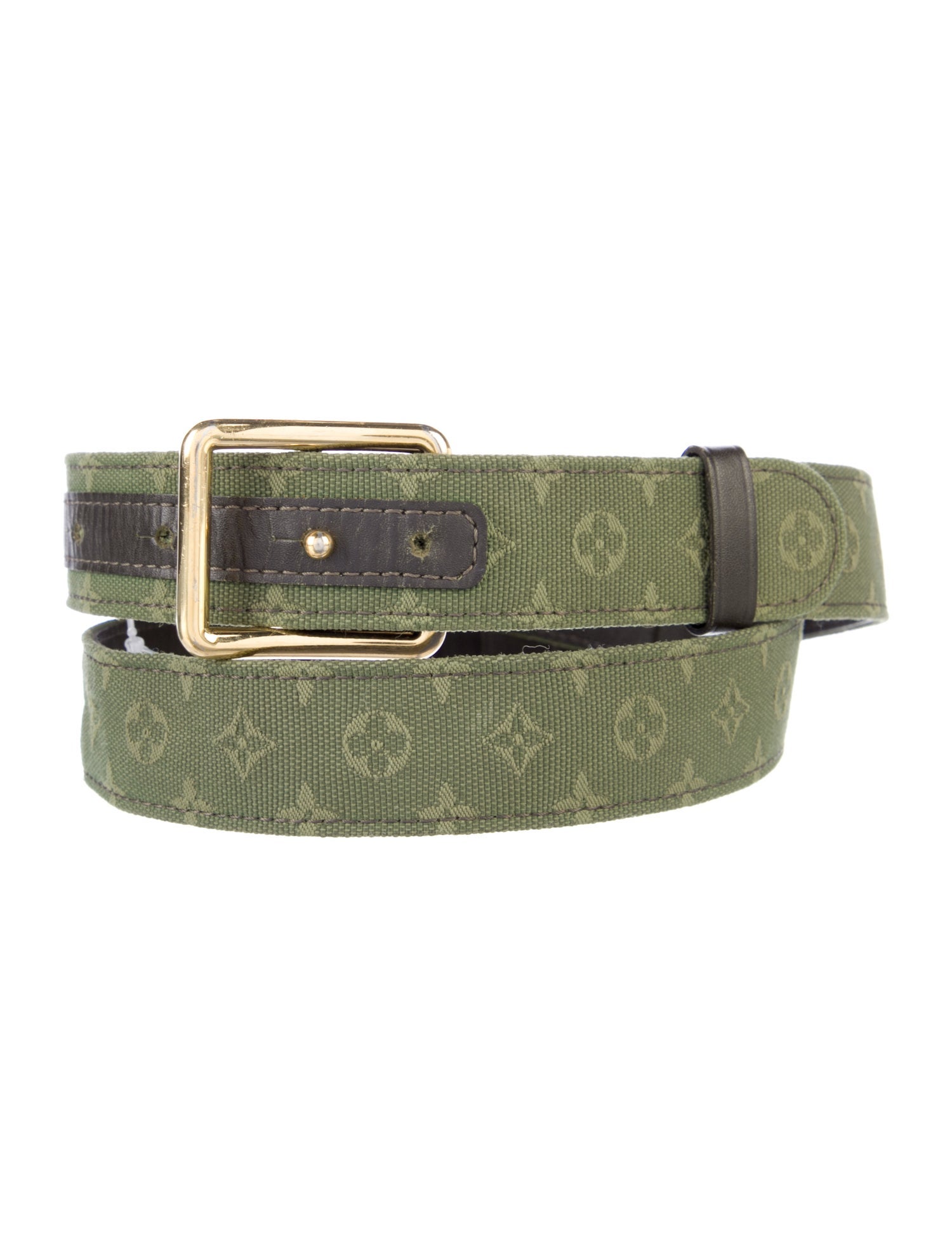 Louis Vuitton 2003 Monogram Mini Lin Pattern Belt - Green  display picture 1