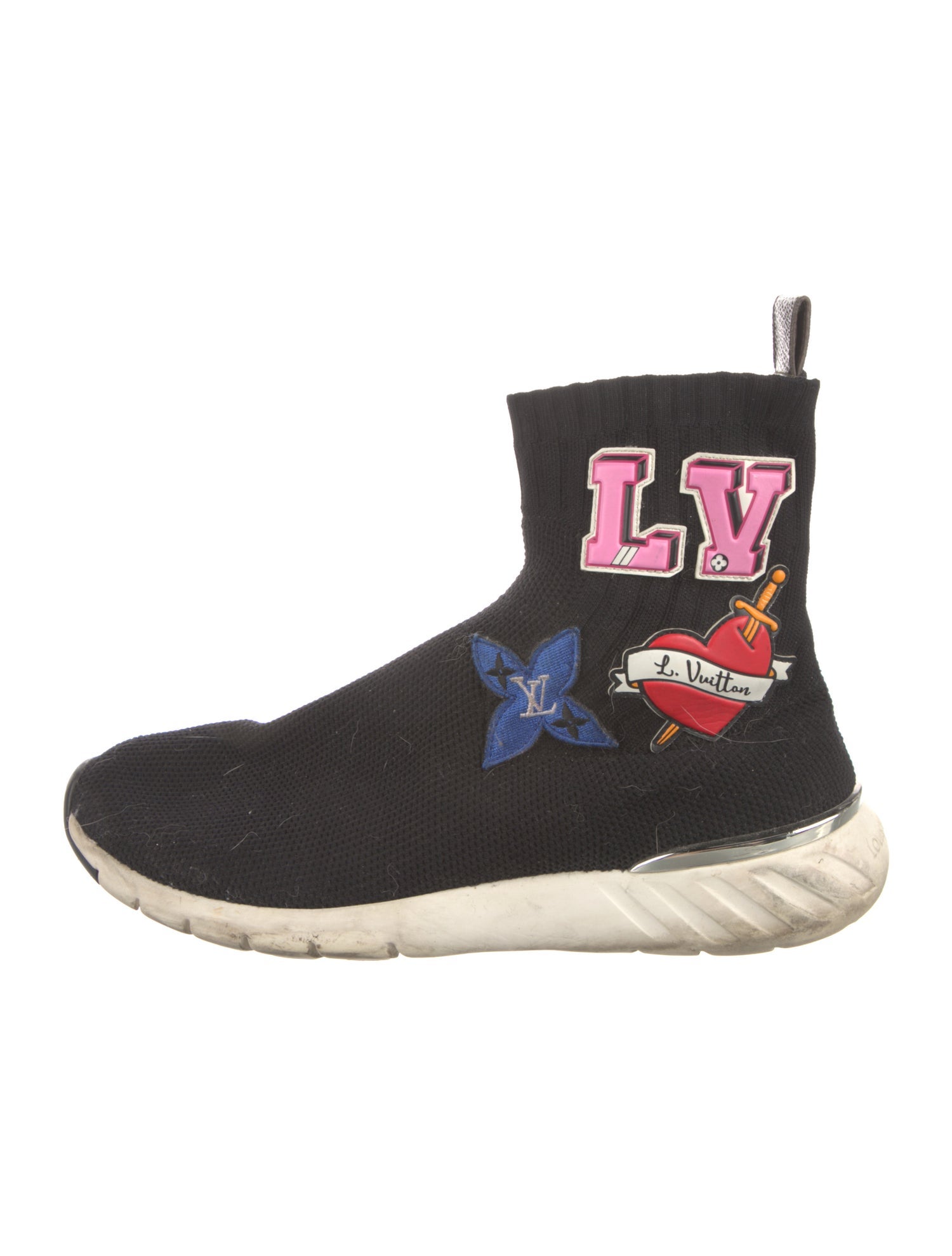 Louis Vuitton Monogram Pattern Embroidered Accent Sock Sneakers