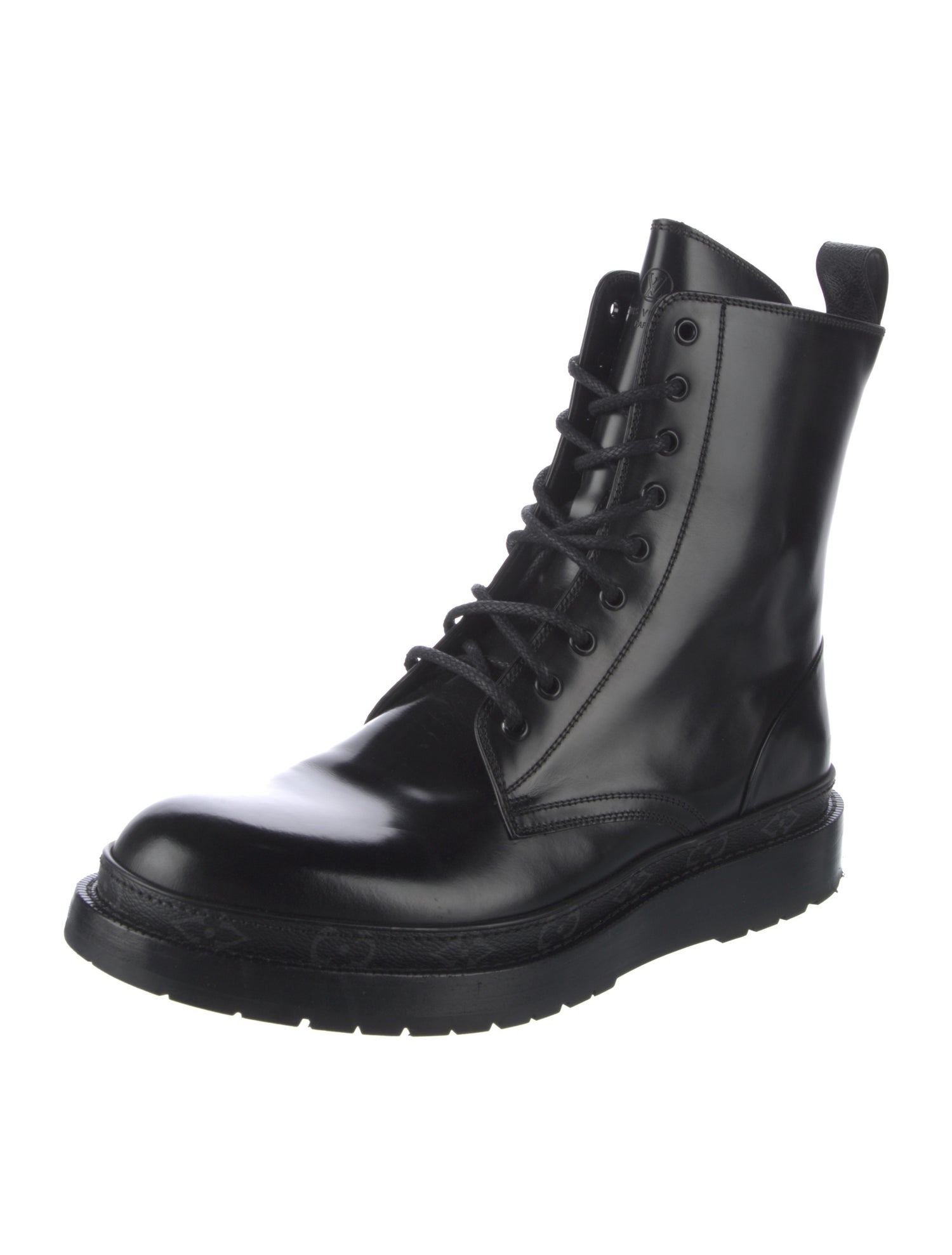 Louis Vuitton Monogram Eclipse Leather Combat Boots