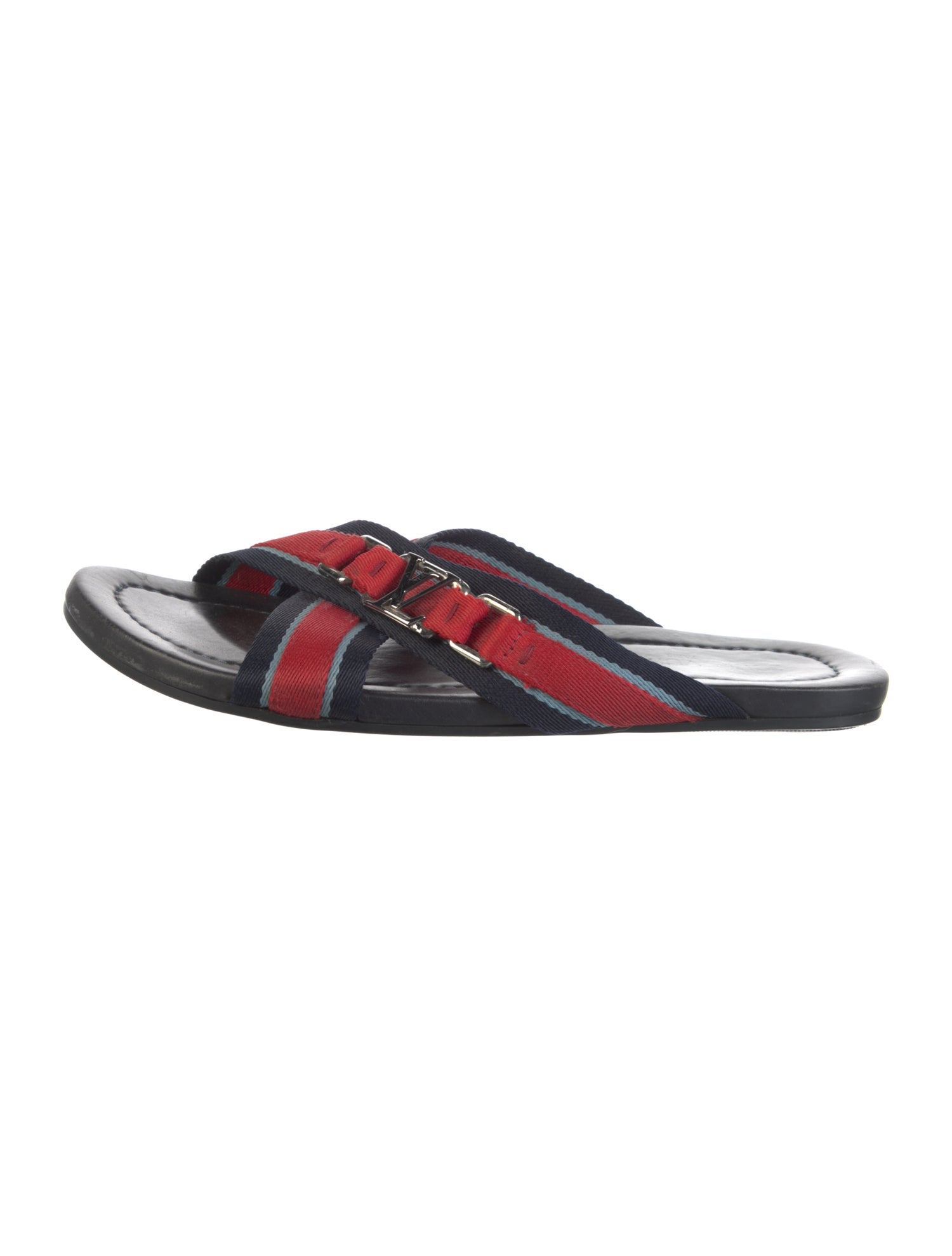 Louis Vuitton Leather Striped Slides