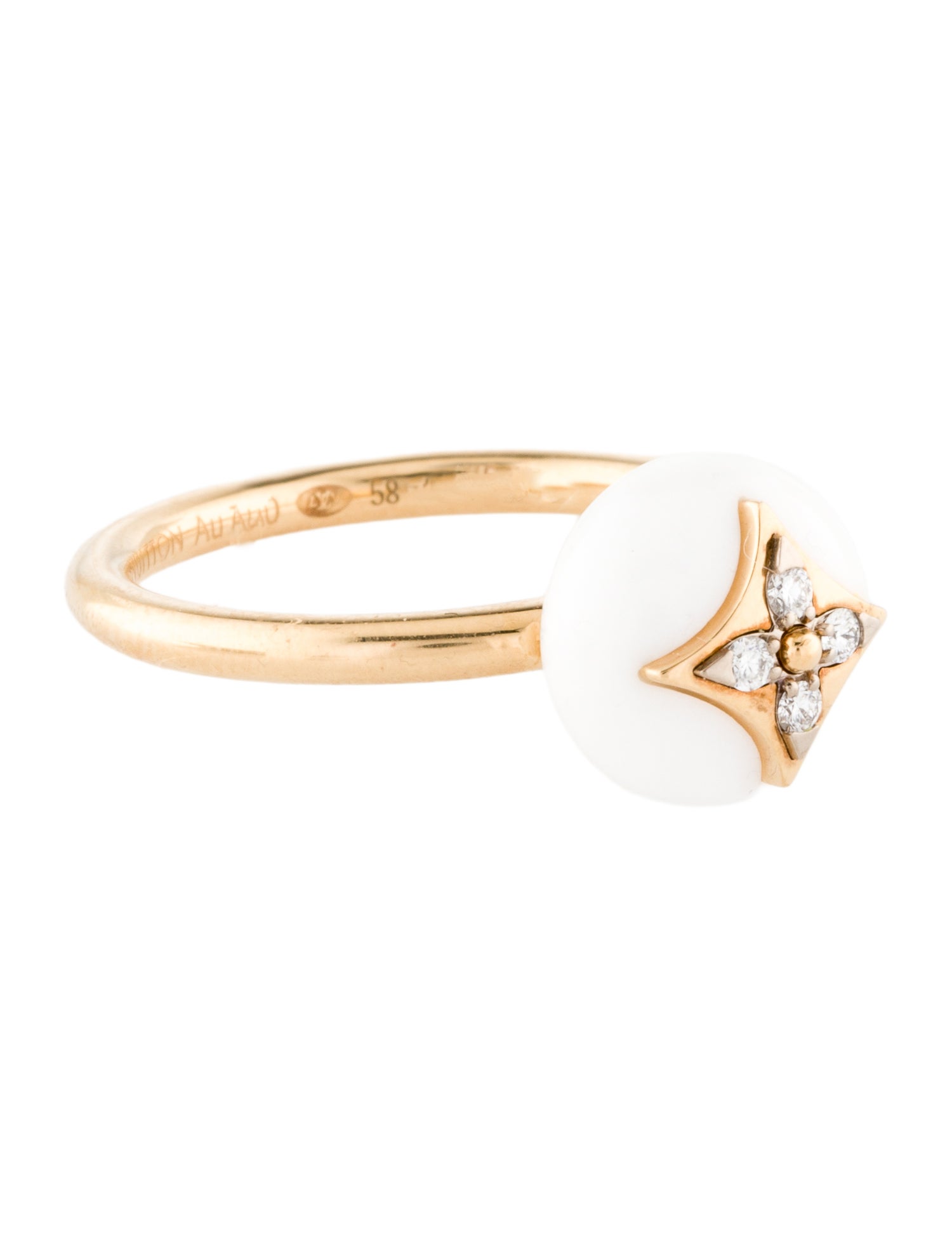 Louis Vuitton 18K Diamond & Chalcedony B Blossom Ring