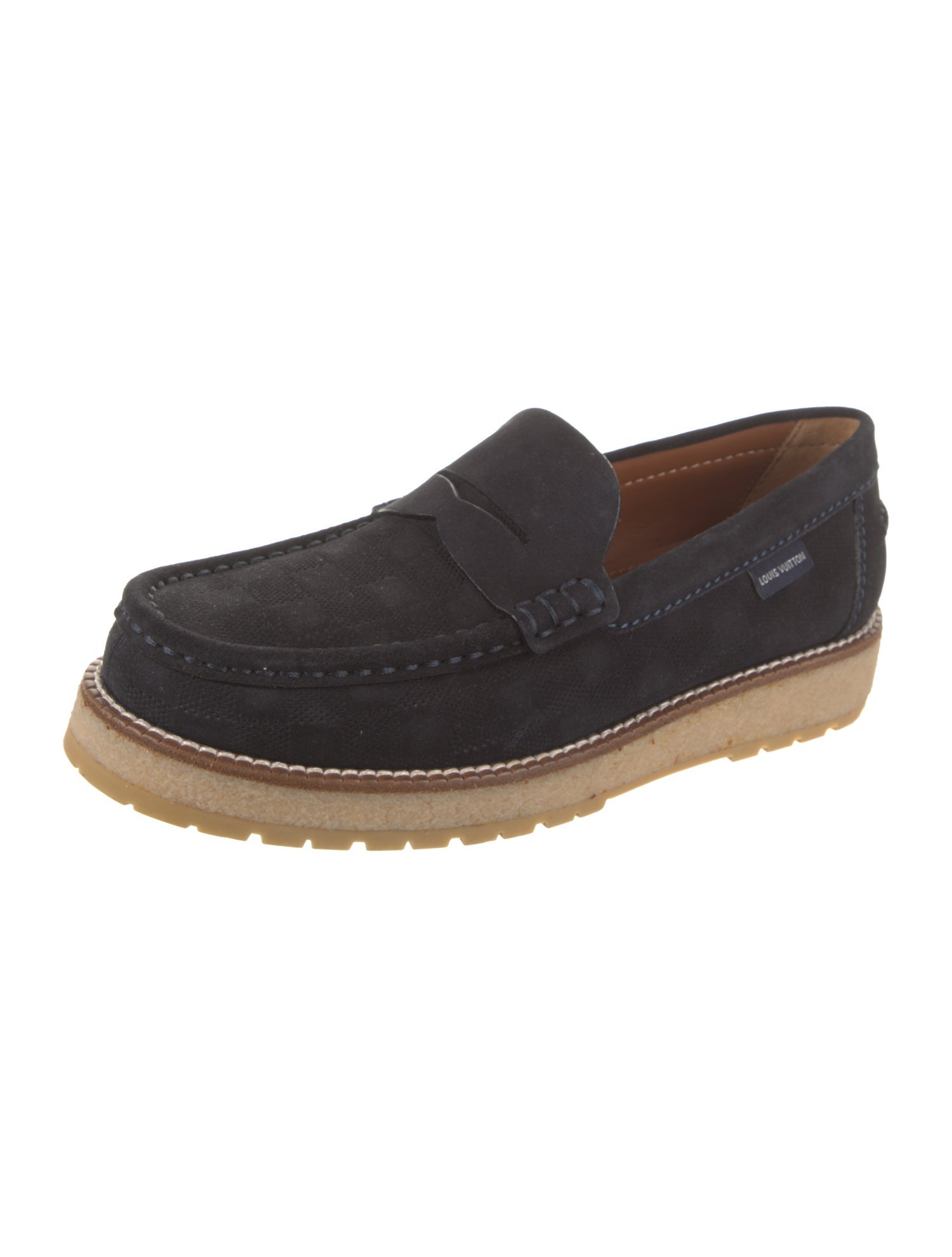 Louis Vuitton Suede Leather Trim Embellishment Loafers