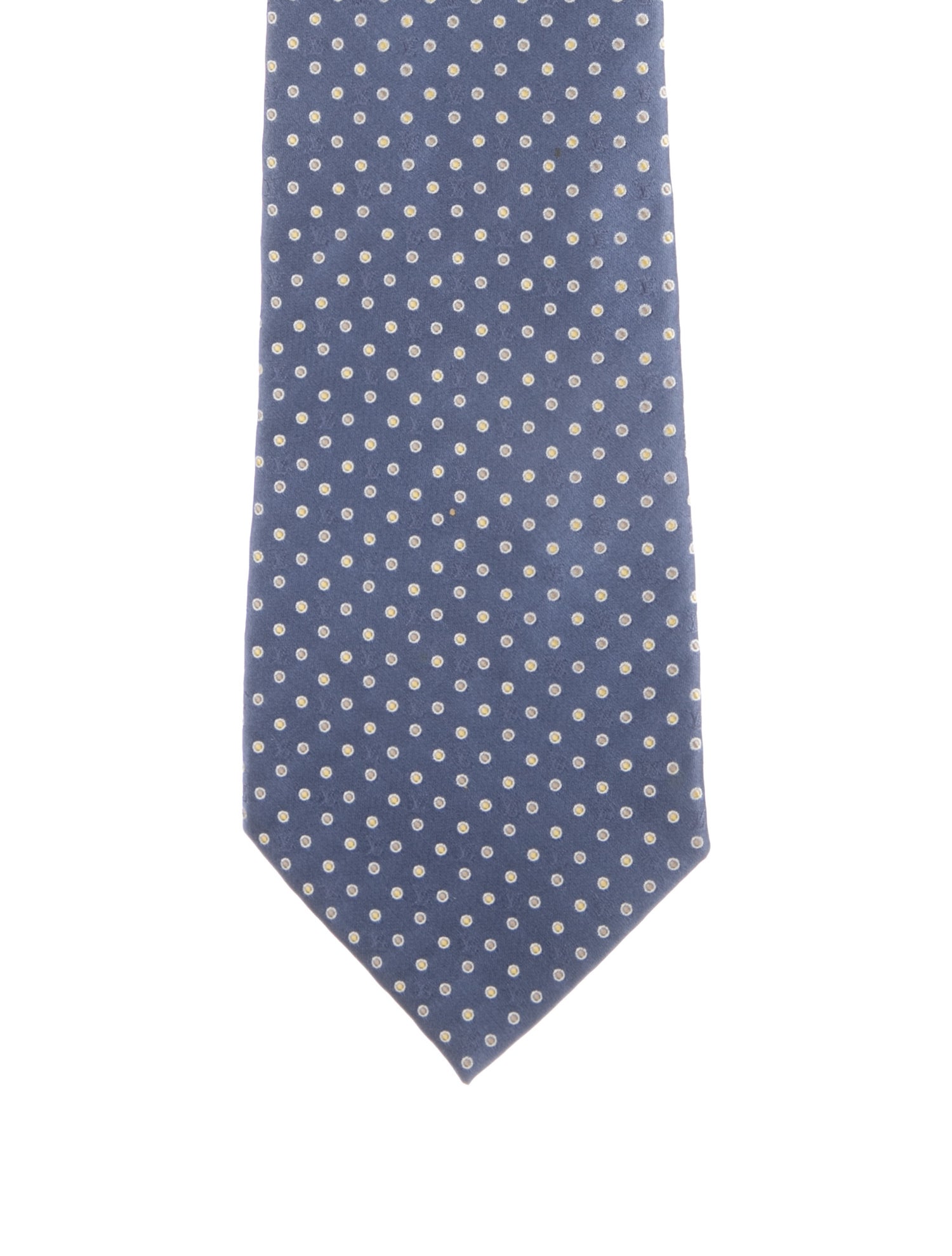 Louis Vuitton Blue Tie With White Polka Dots