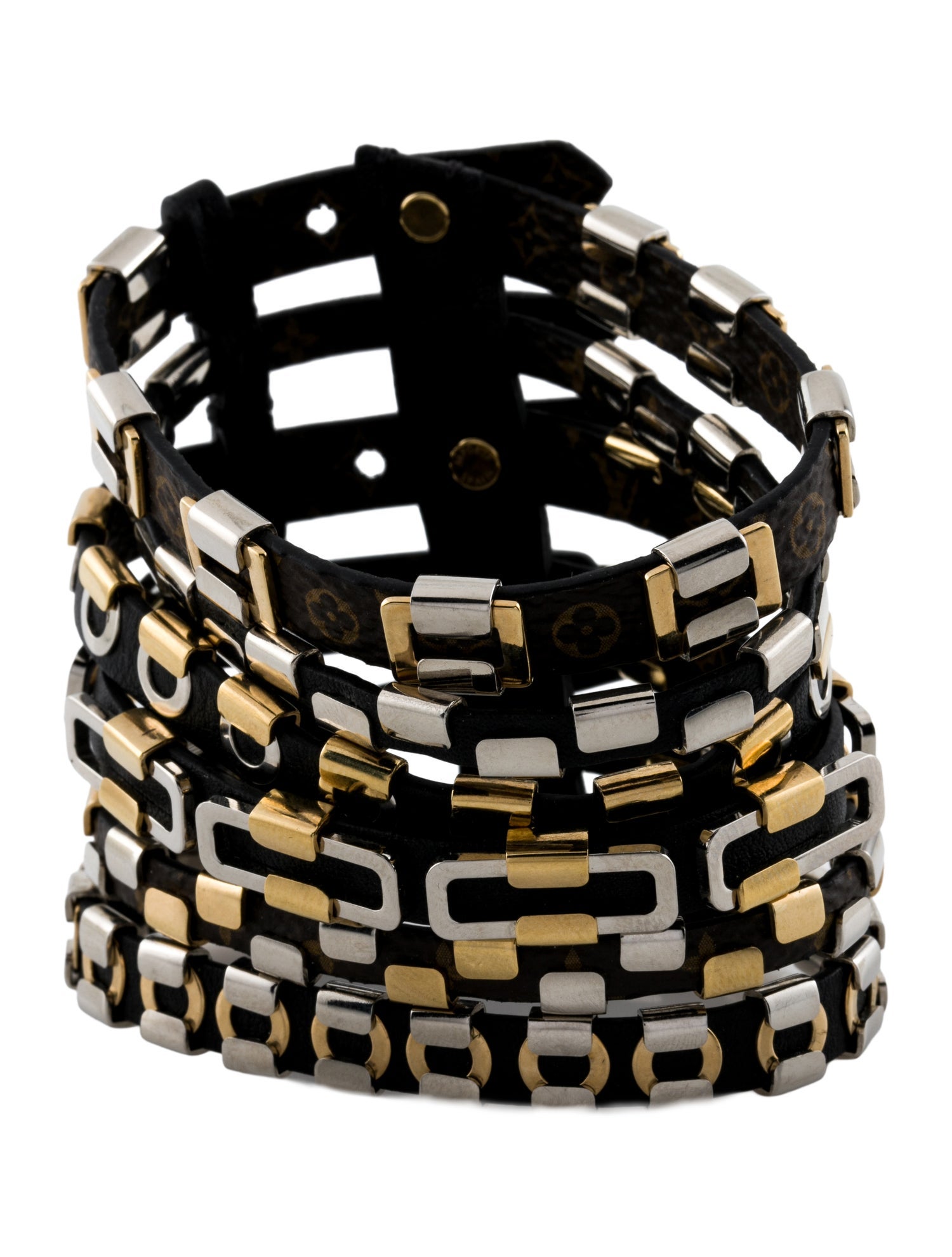 Louis Vuitton Canvas & Leather Brassle Over The Strap Wrap Bracelet