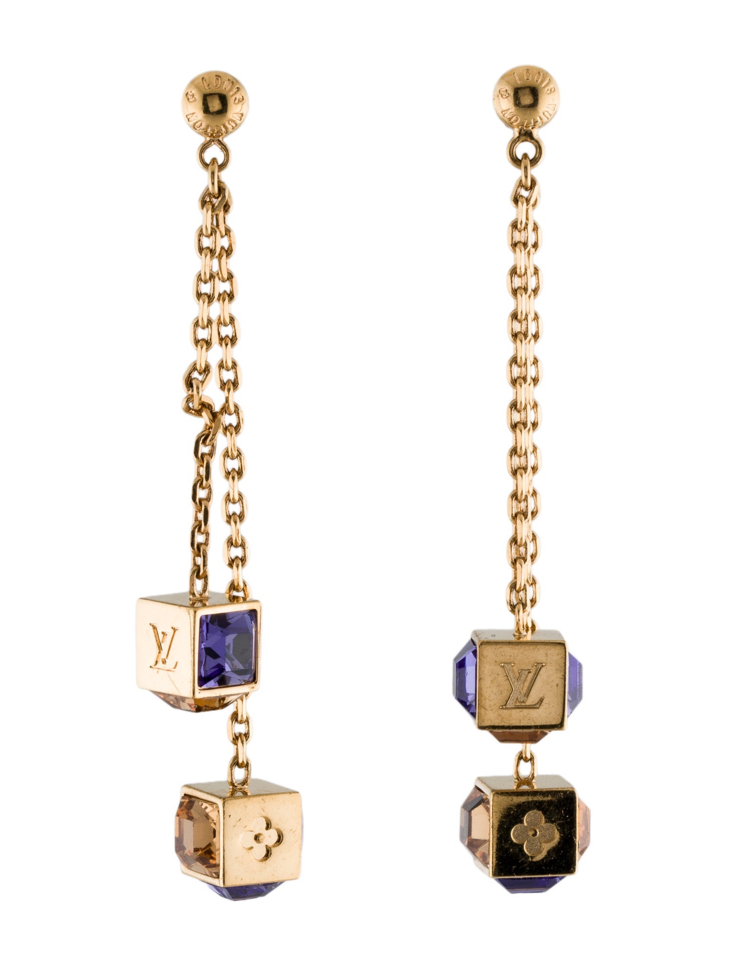 Louis Vuitton Crystal Gamble Drop Earrings
