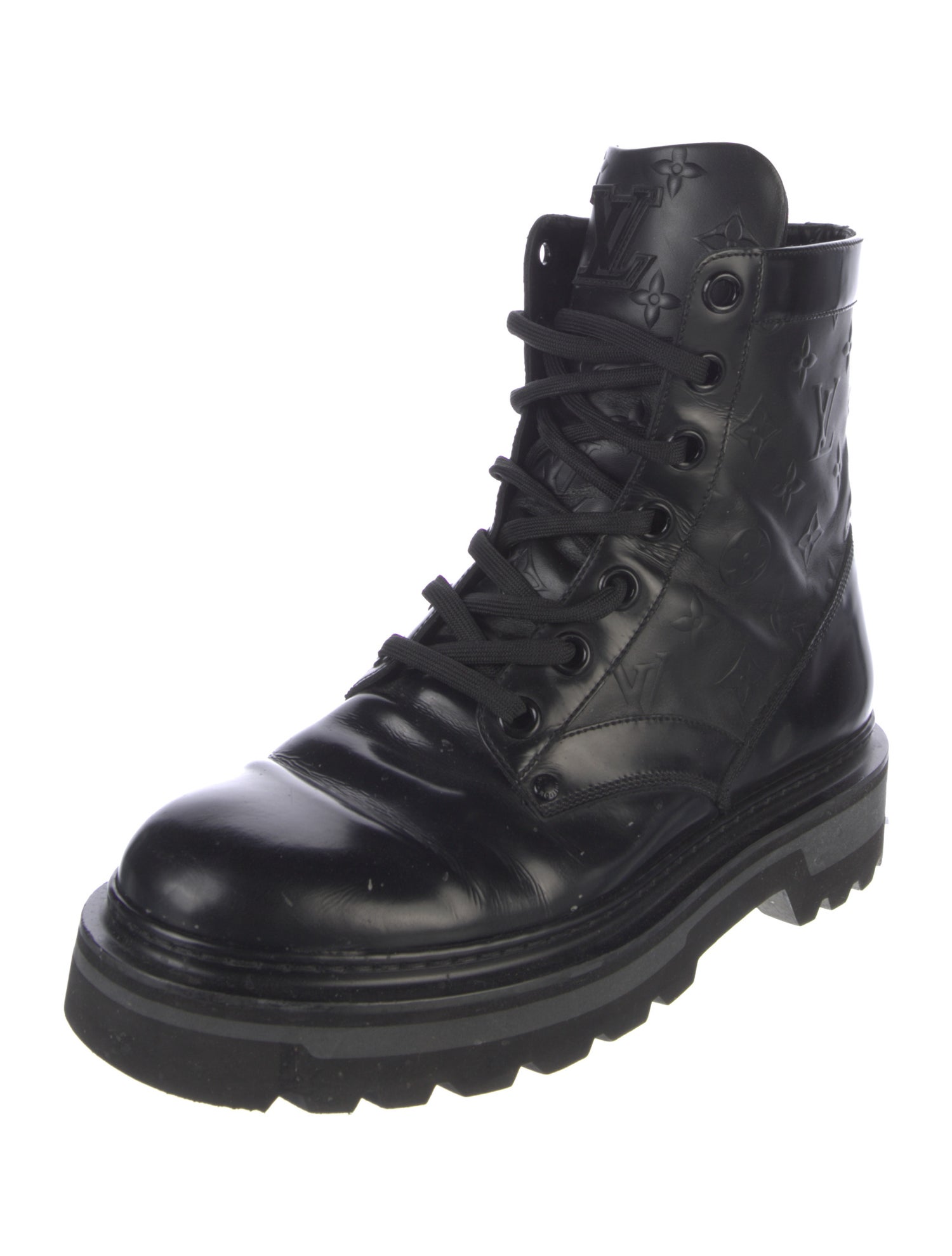 Louis Vuitton LV Monogram Leather Combat Boots