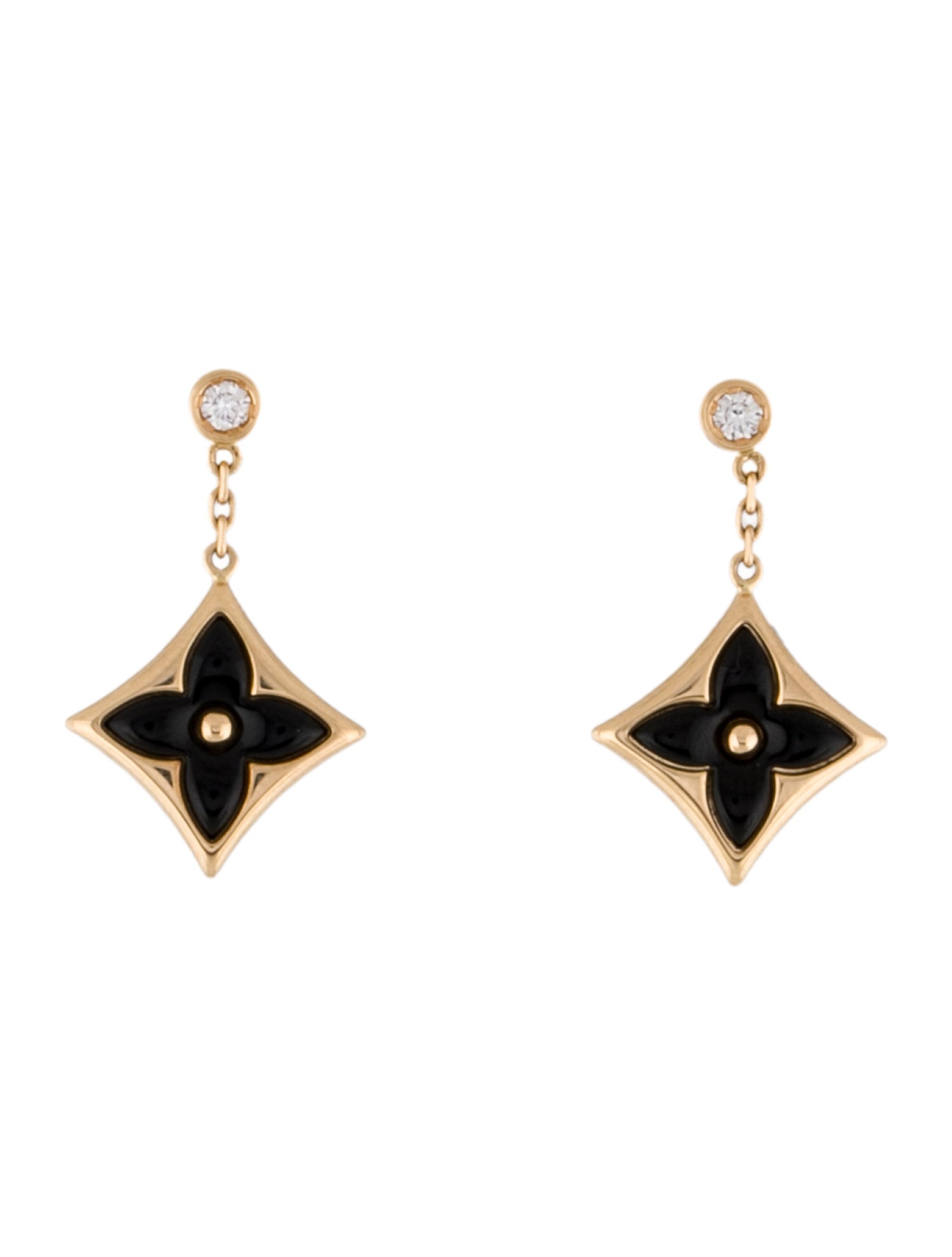 Louis Vuitton 18K Onyx & Diamond Color Blossom BB Star Earrings