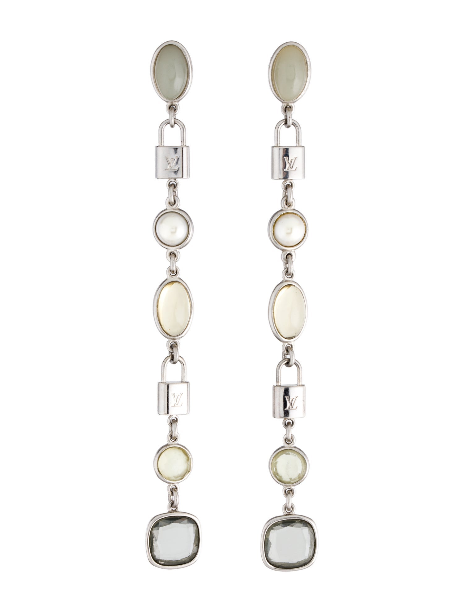 Louis Vuitton Faux Pearl & Crystal Drop Earrings