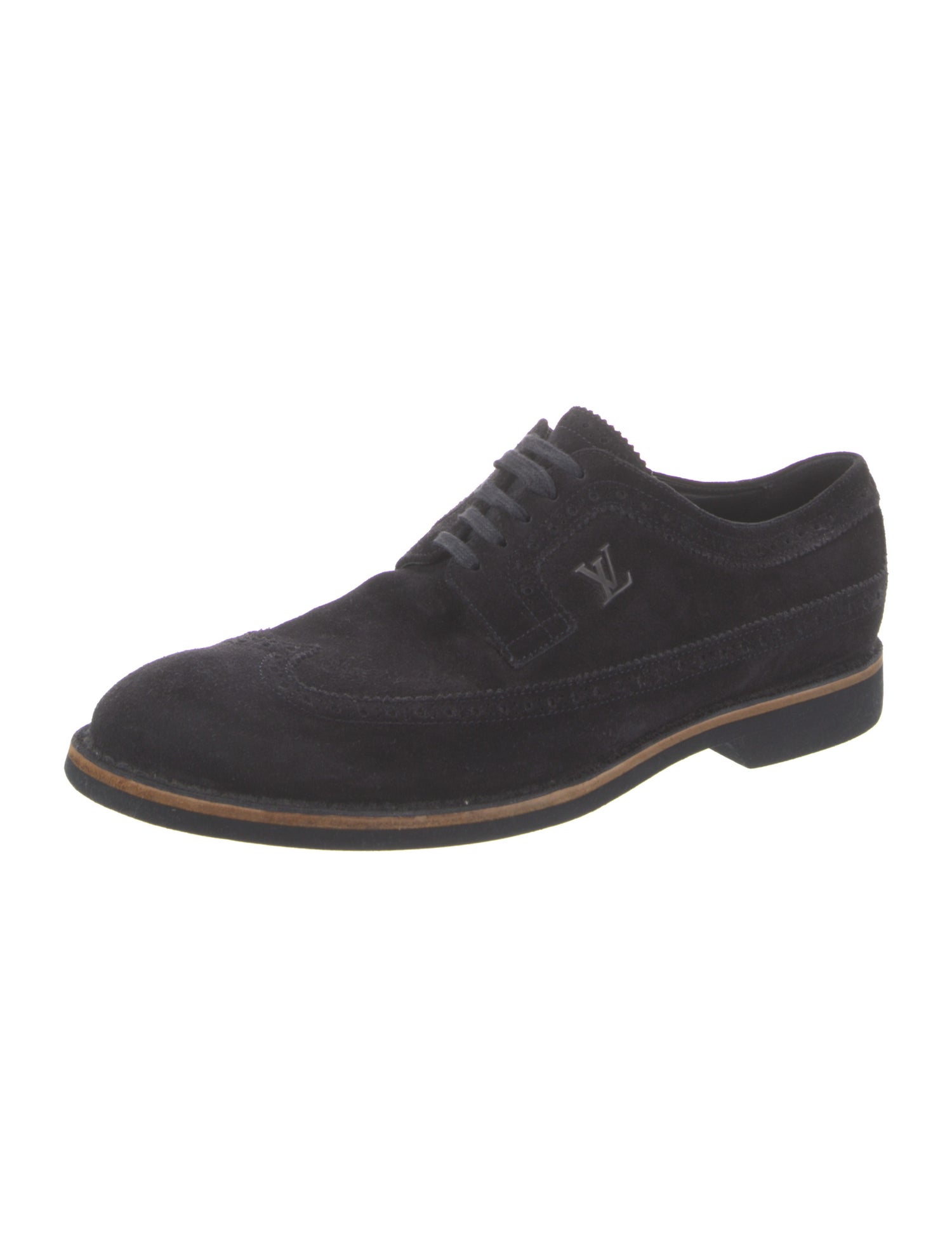 Louis Vuitton Suede Eyelet Trim Dress Loafers