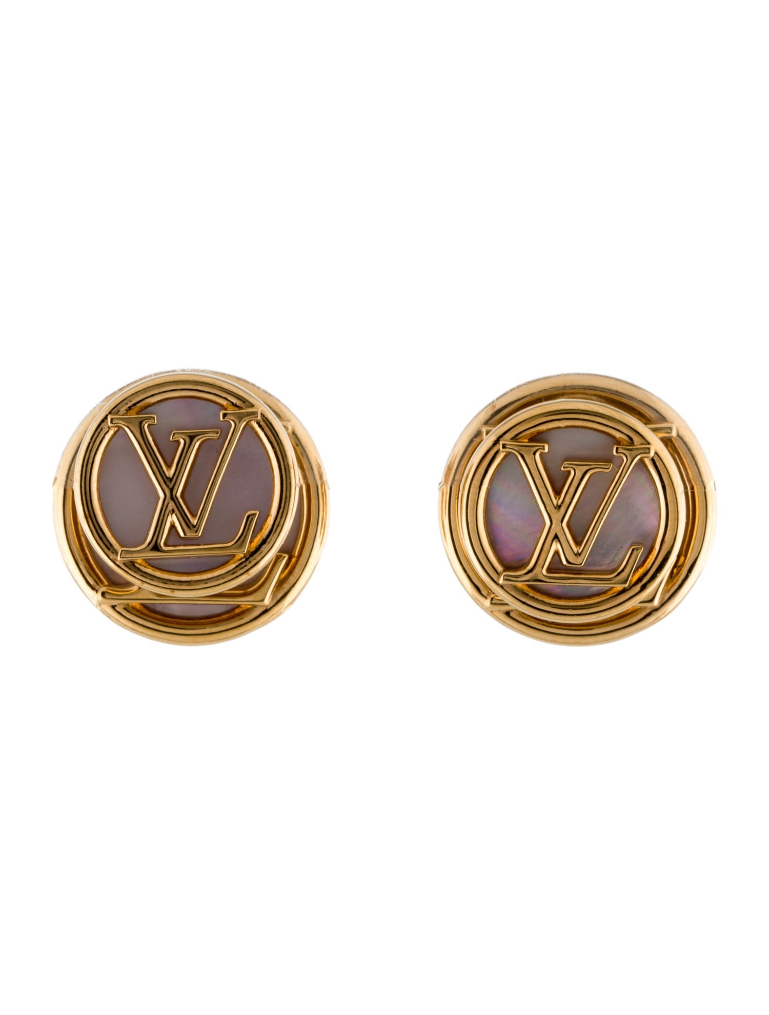 Louis Vuitton Mother Of Pearl L to V Stud Earrings