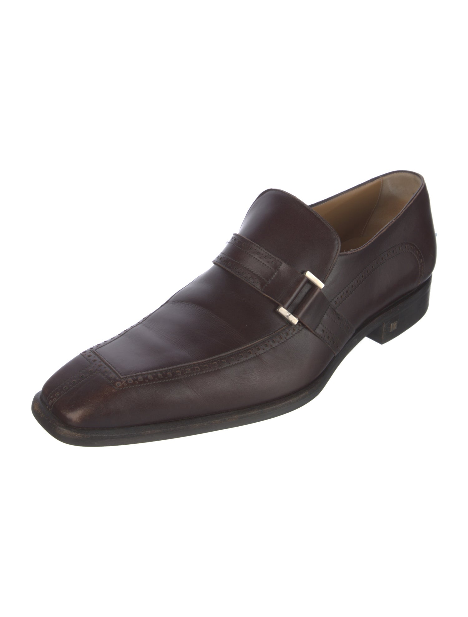 Louis Vuitton Leather Eyelet Trim Dress Loafers