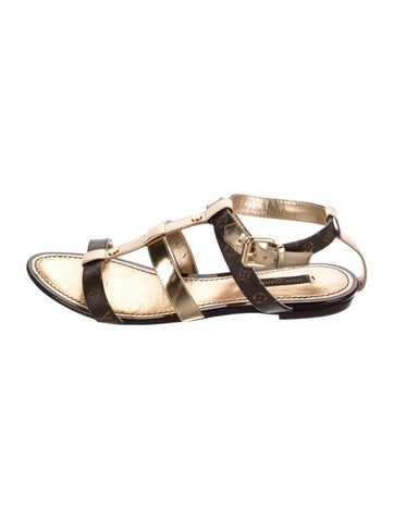 Pre-owned Louis Vuitton Lv Monogram Cutout Accent Gladiator Sandals