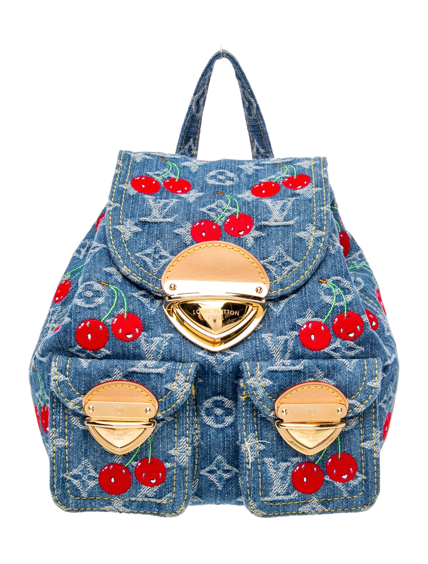 Louis Vuitton LV Monogram x Takashi Murakami Denim Cerises Venice Backpack Small