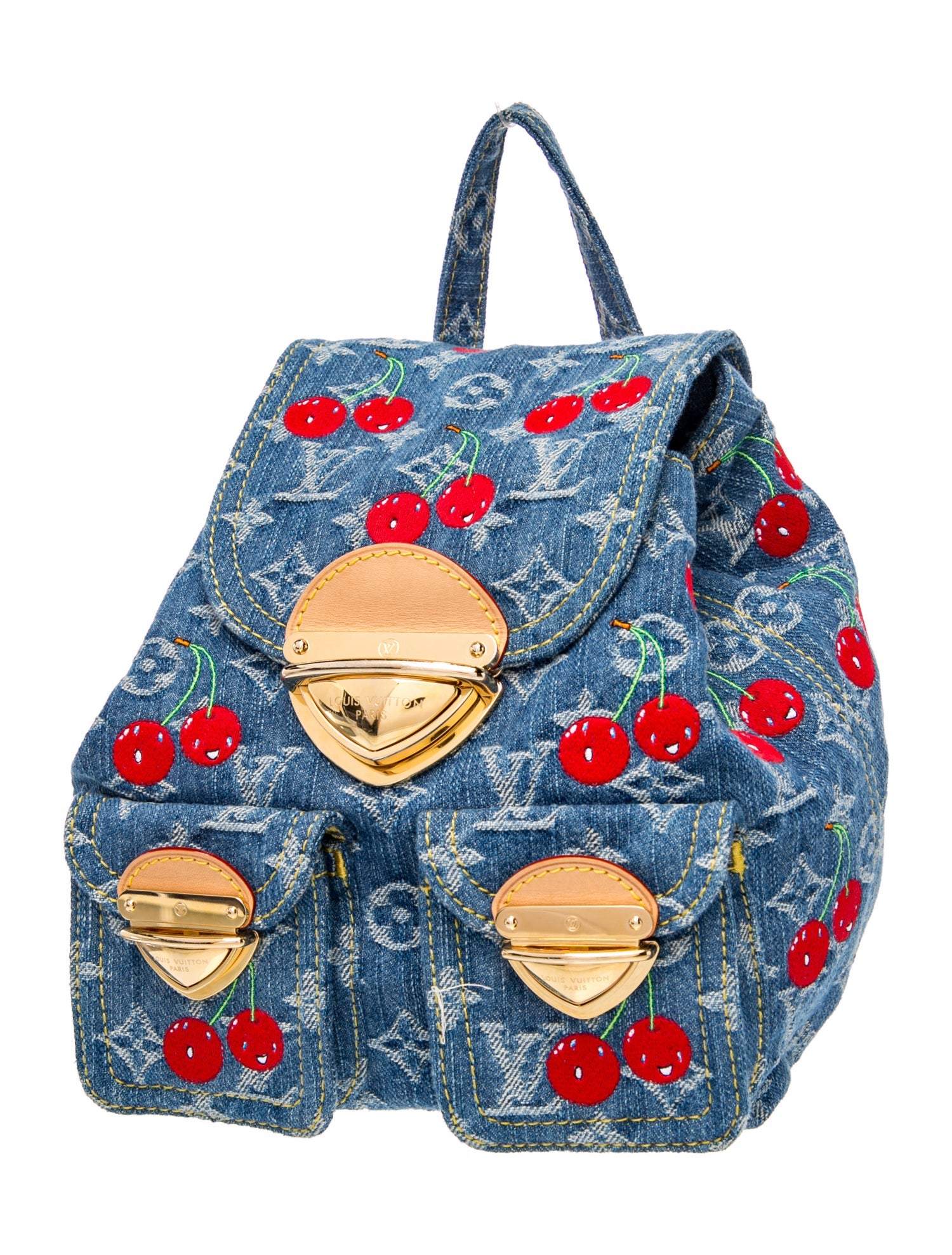Louis Vuitton LV Monogram x Takashi Murakami Denim Cerises Venice Backpack Small
