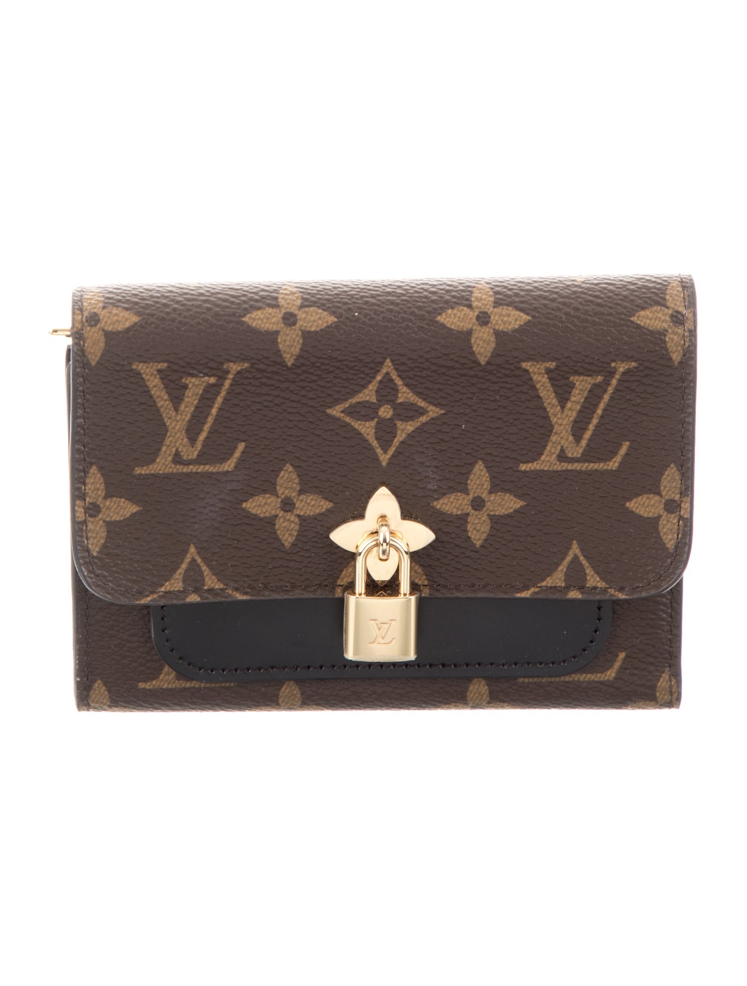 Louis Vuitton LV Monogram Coated Canvas Flower Lock Wallet