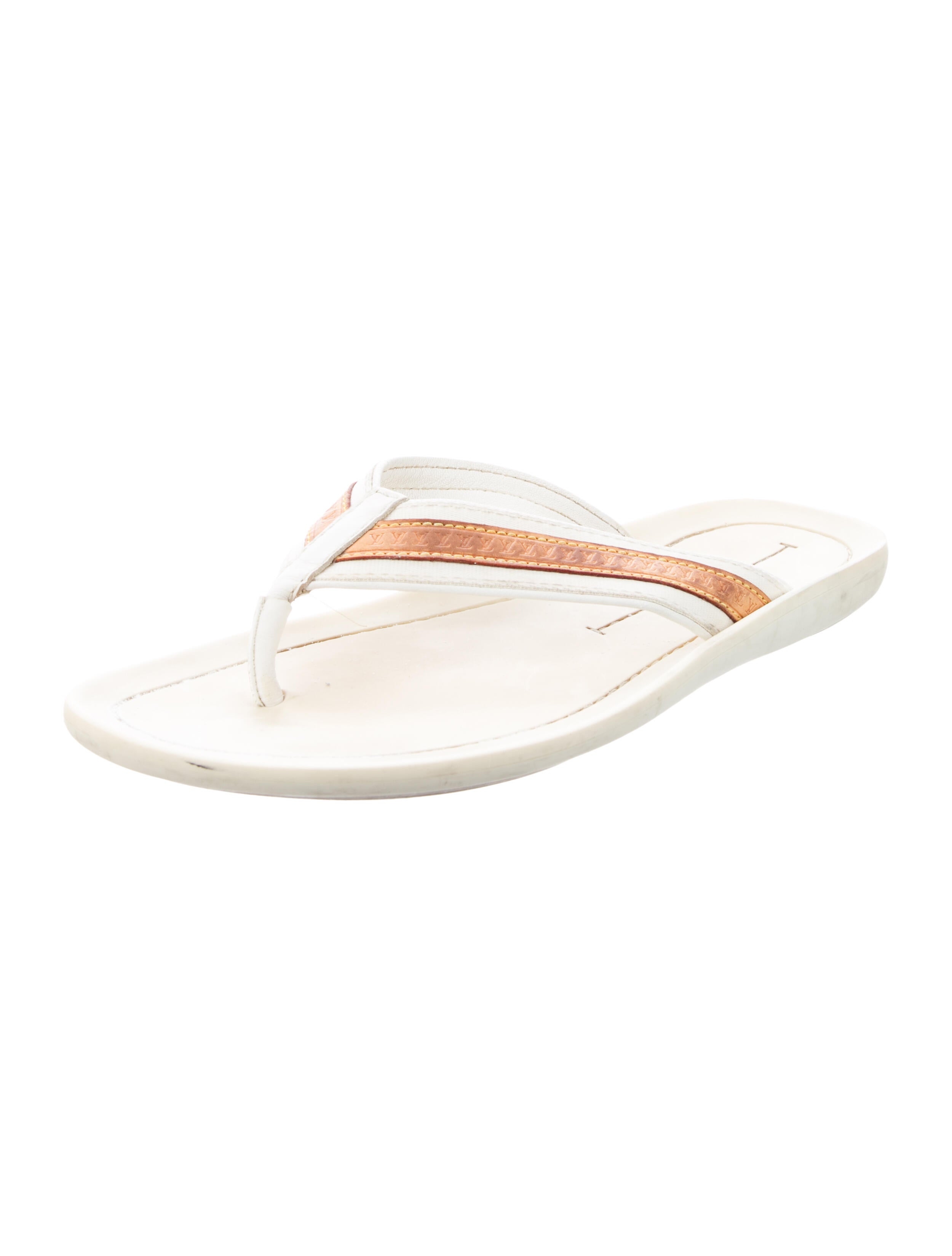 Louis Vuitton Leather Colorblock Pattern Flip Flops