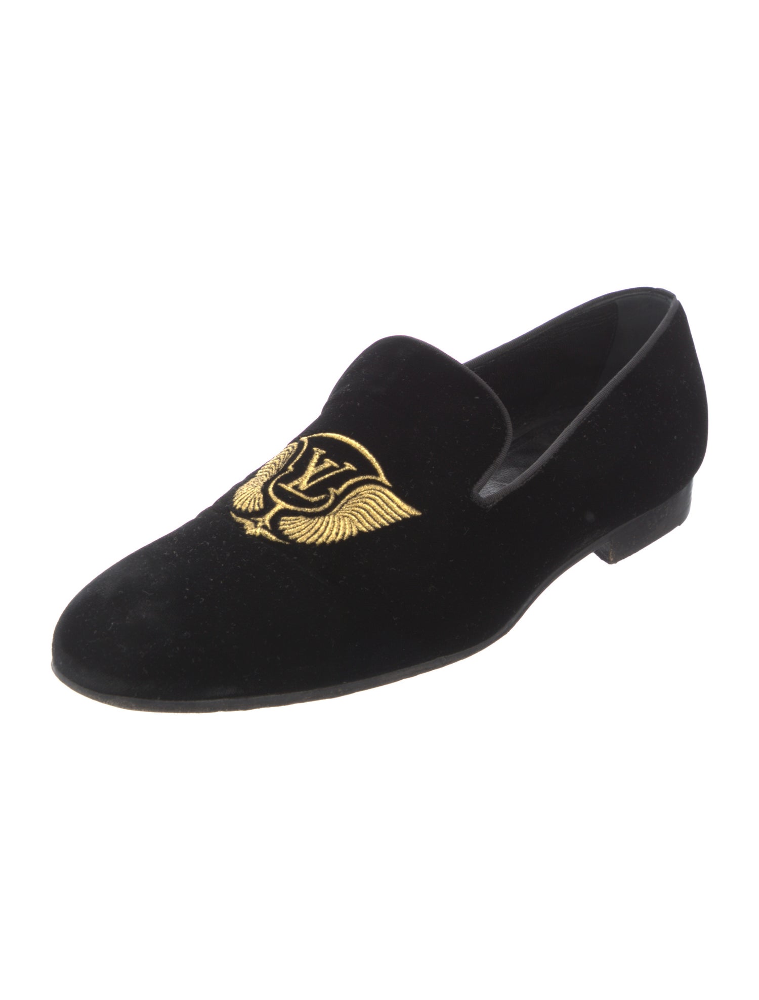 Louis Vuitton Velvet Embroidered Accent Loafers