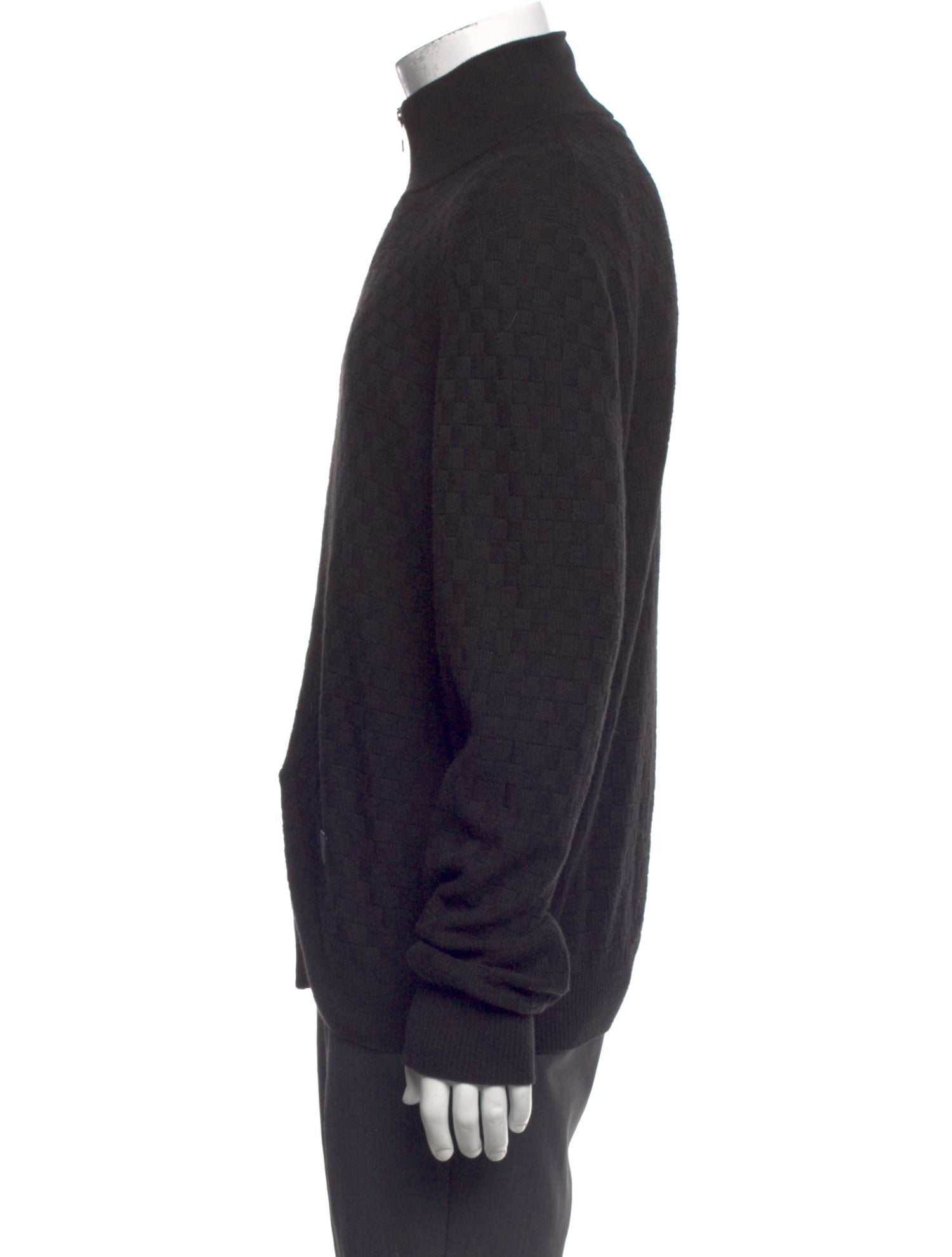 Louis Vuitton Damier Graphite Pattern Mock Neck Cardigan
