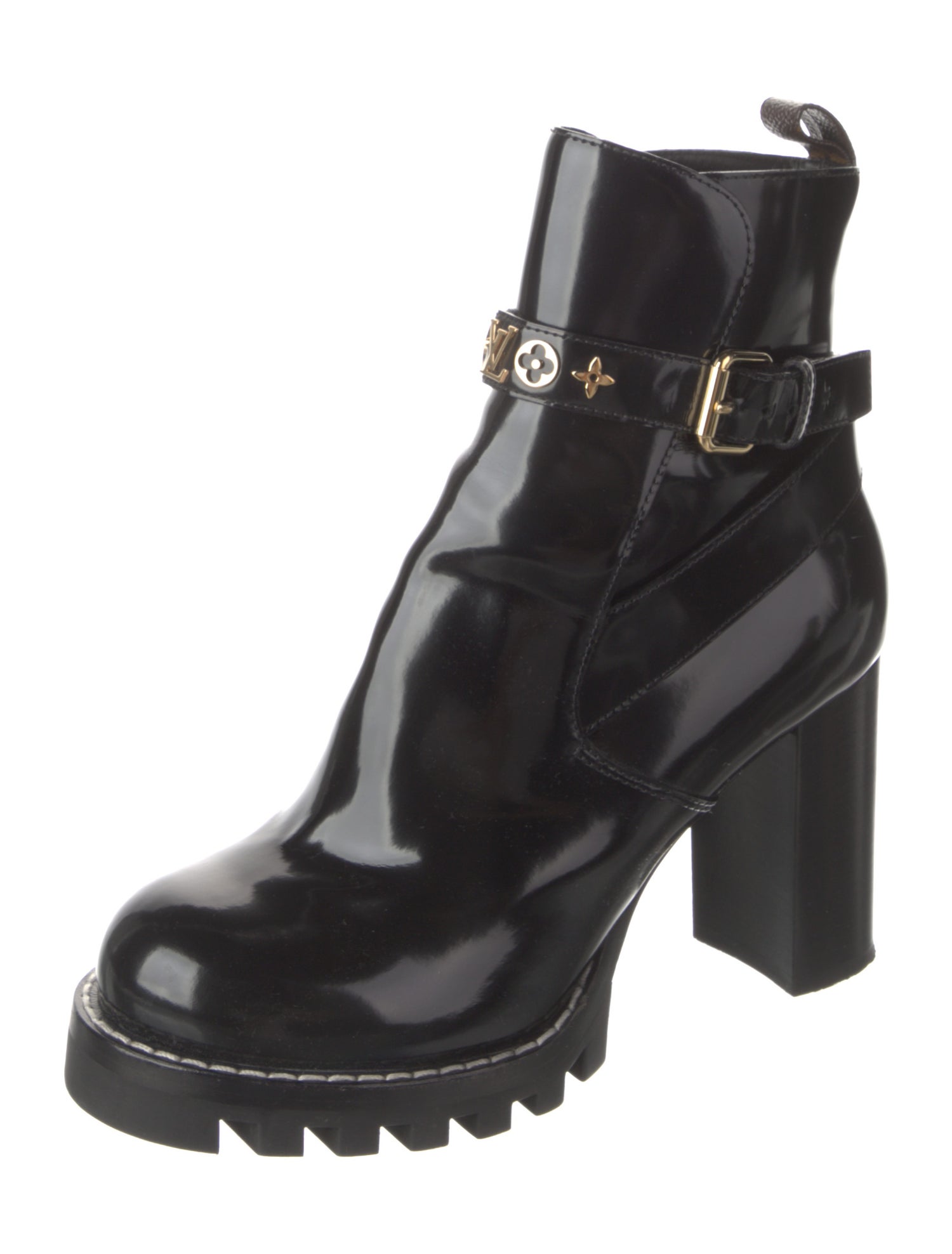 Louis Vuitton Monogram Pattern Patent Leather Boots
