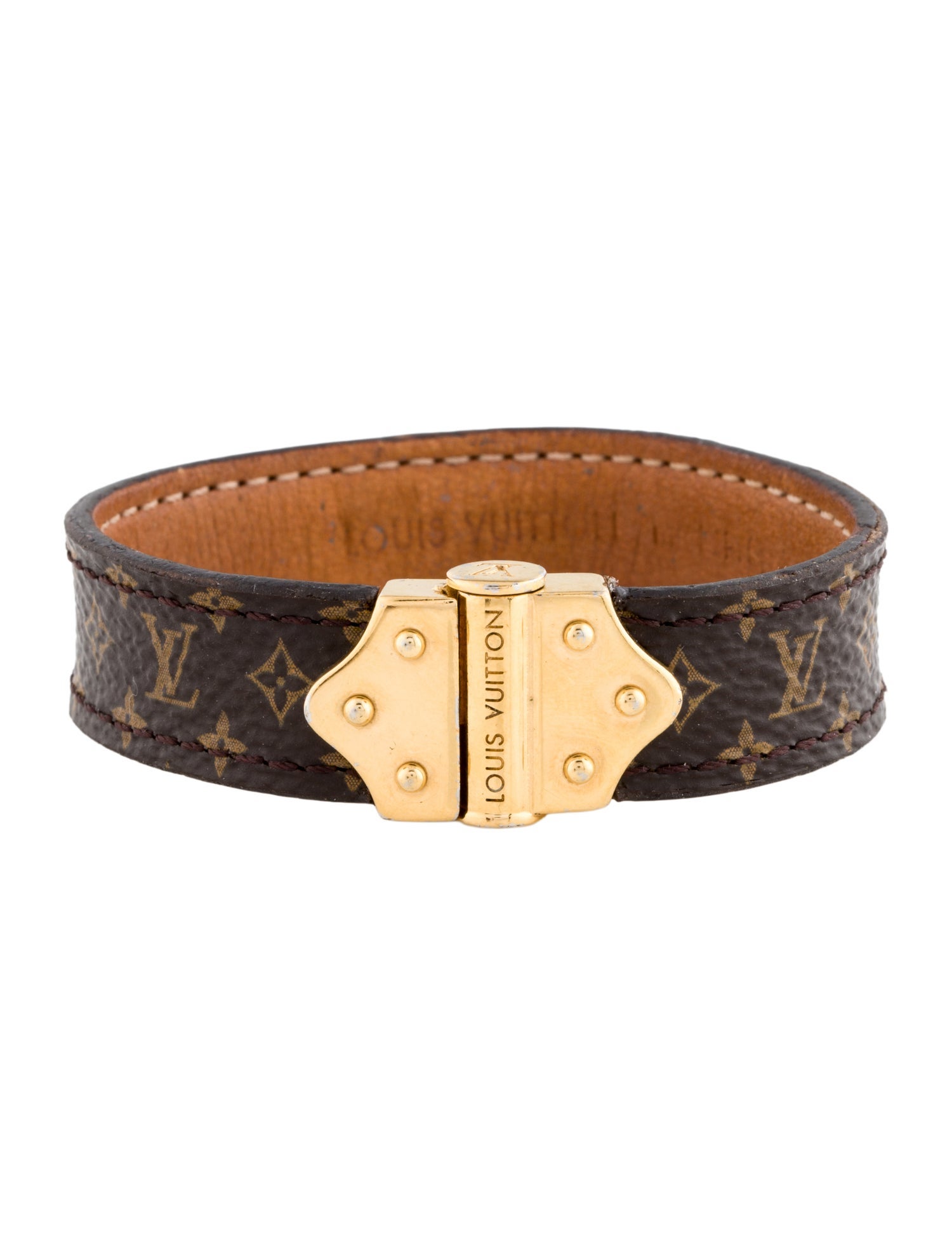Louis Vuitton Leather Nano Monogram Wrap Bracelet