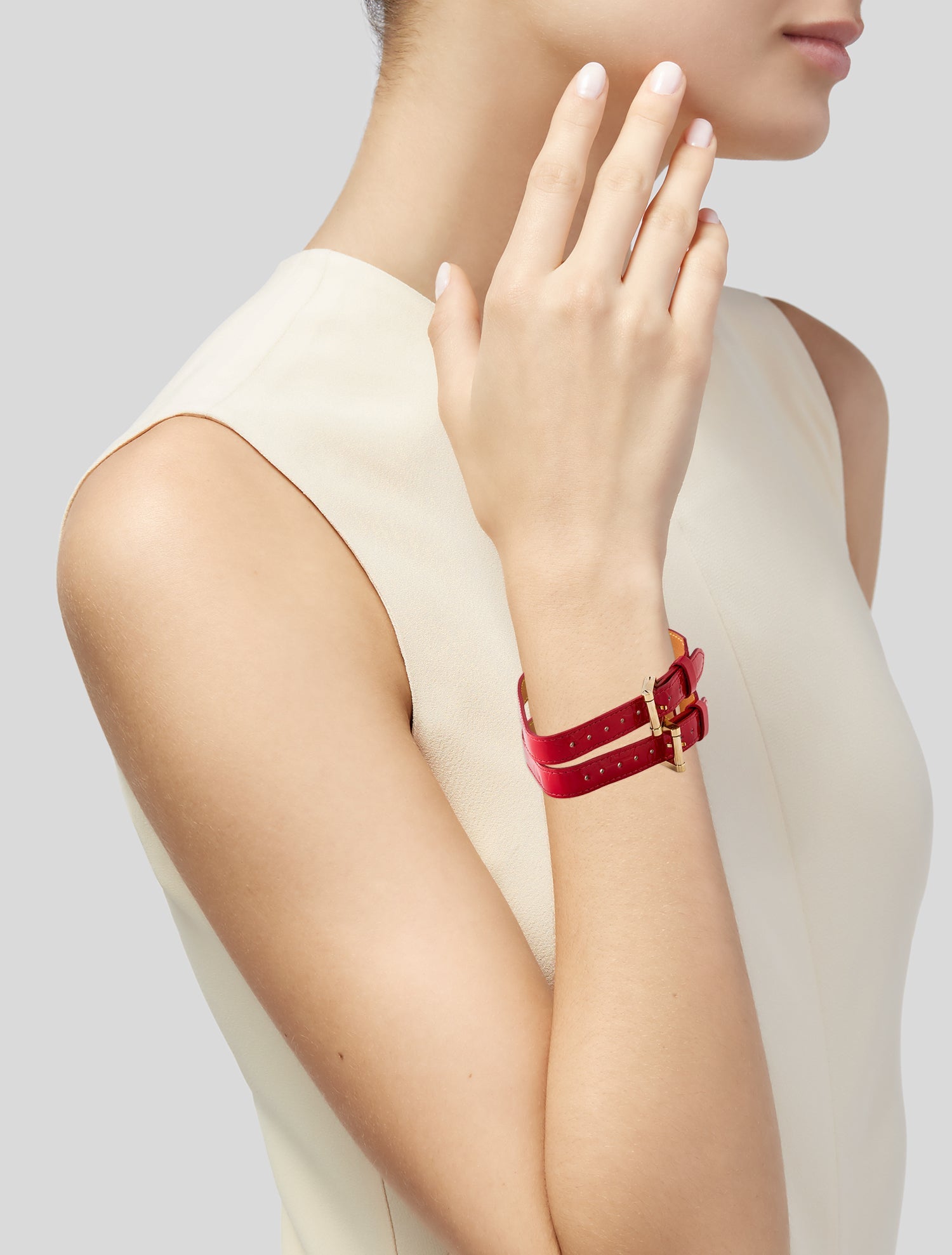 Louis Vuitton Leather Monogram Vernis Charlton Wrap Bracelet