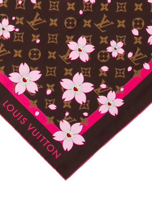 Louis Vuitton x Takashi Murakami Monogram Sakura Carre 70 Silk Scarf