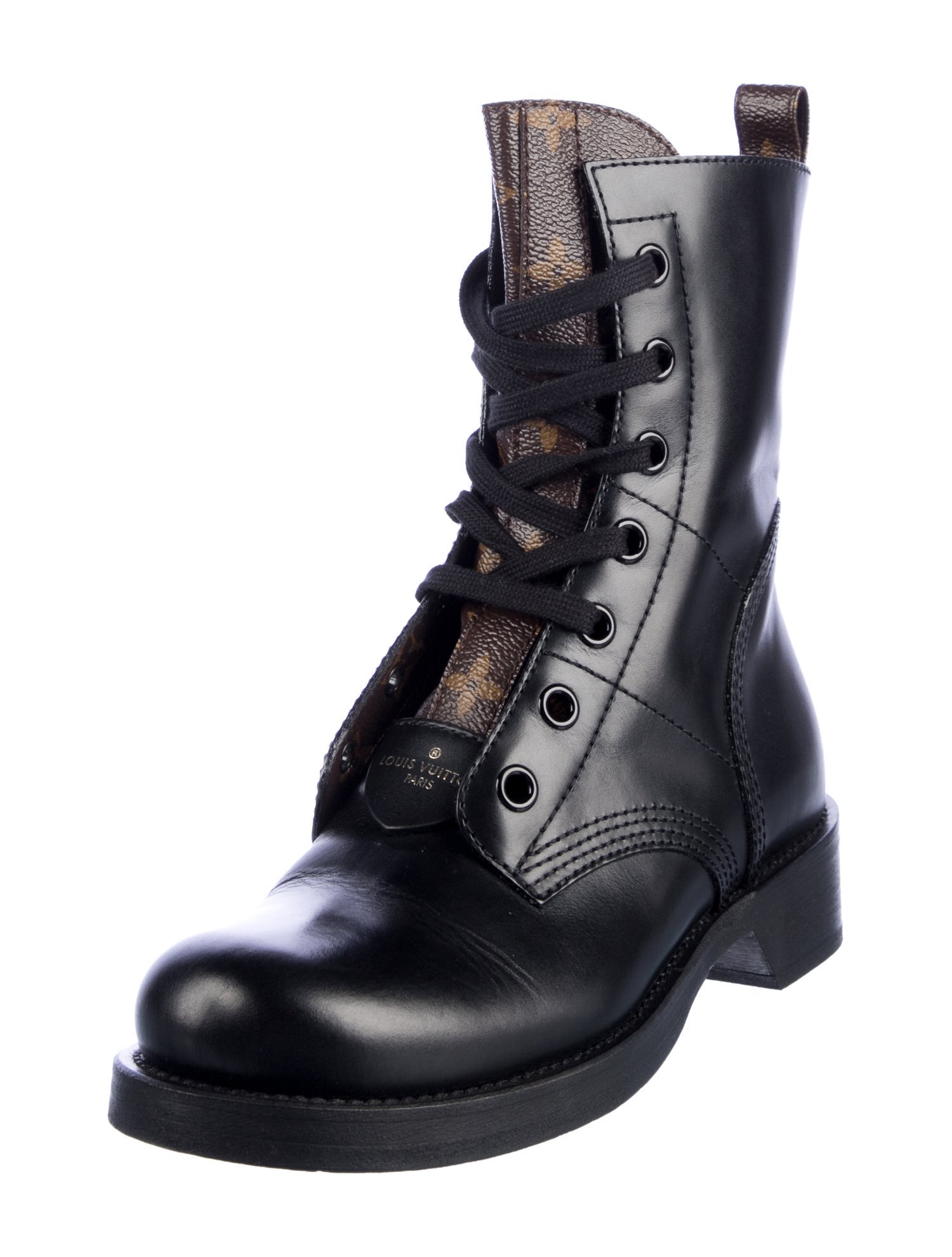 Louis Vuitton LV Monogram Leather Lace-Up Boots