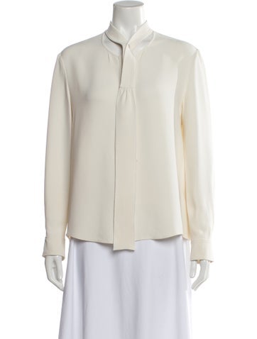 Pre-owned Louis Vuitton 2015 Tie Neck Blouse In Neutral