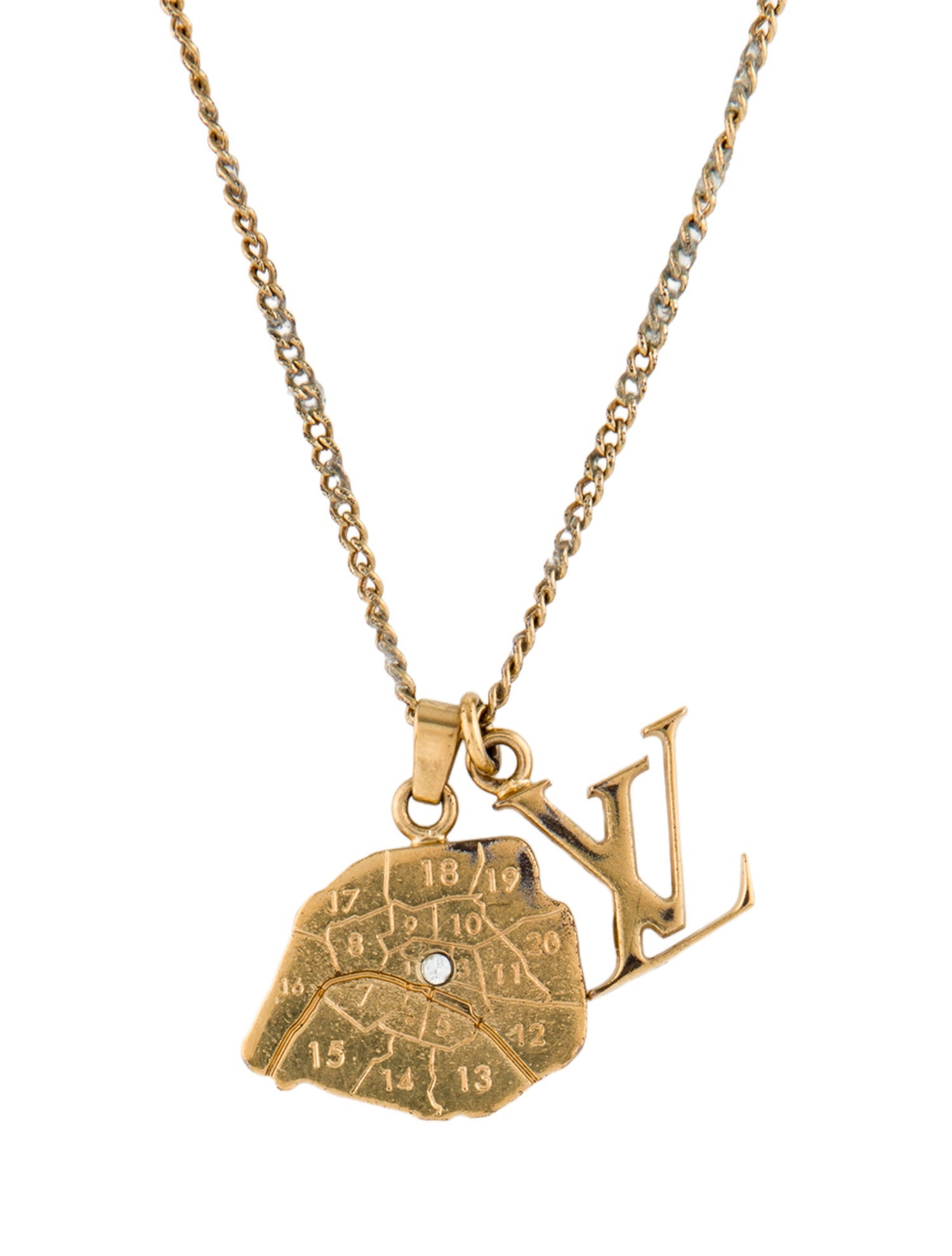 Louis Vuitton Crystal Collier Map LV Pendant Necklace